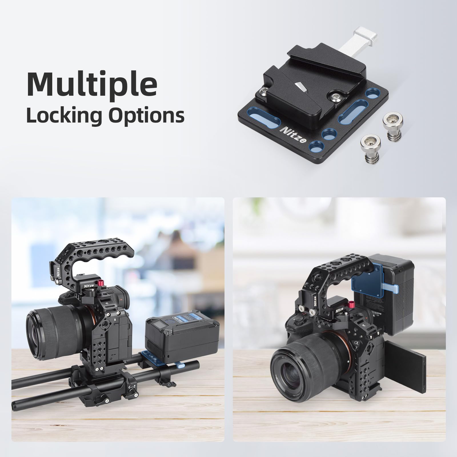 Nitze V Mount Battery Plate Aluminum Alloy Mini V Mount Plate With 1/4' Screws   N21C