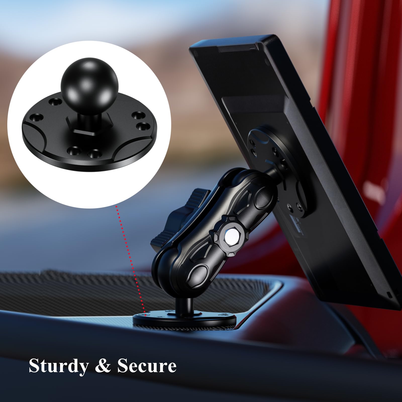 Brcovan 2 Pcs, 1'' Ball Mount Base With Aluminum Alloy Amps Hole Round Plate & 1'' Tpu Ball Adapter Compatible With Ram Mounts B Size 1 Inch Ball Double Socket Arm