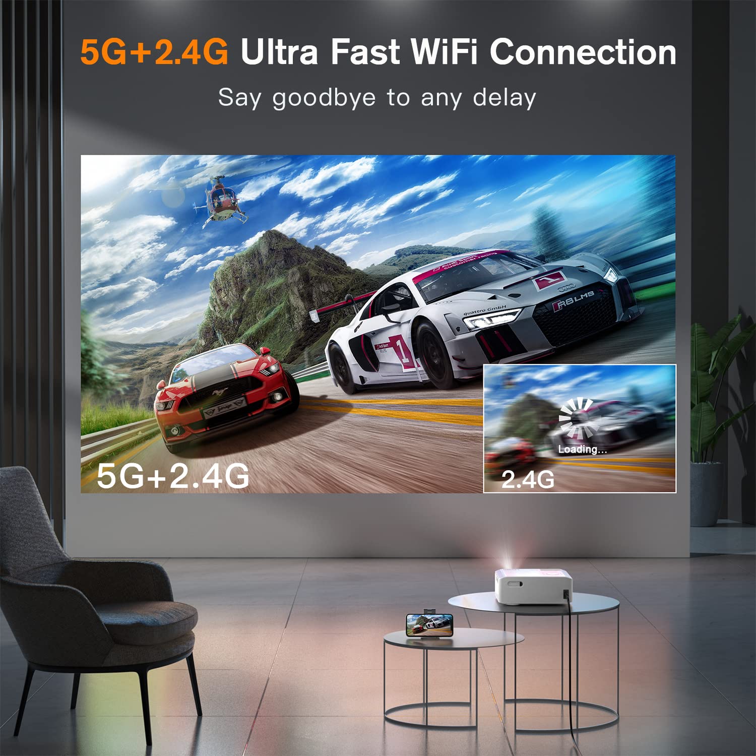 [Electric Keystone] Auking Projector, 6D/4P Projector With Wifi And Bluetooth, 4K Support Home Theater Video Projector, Compatib