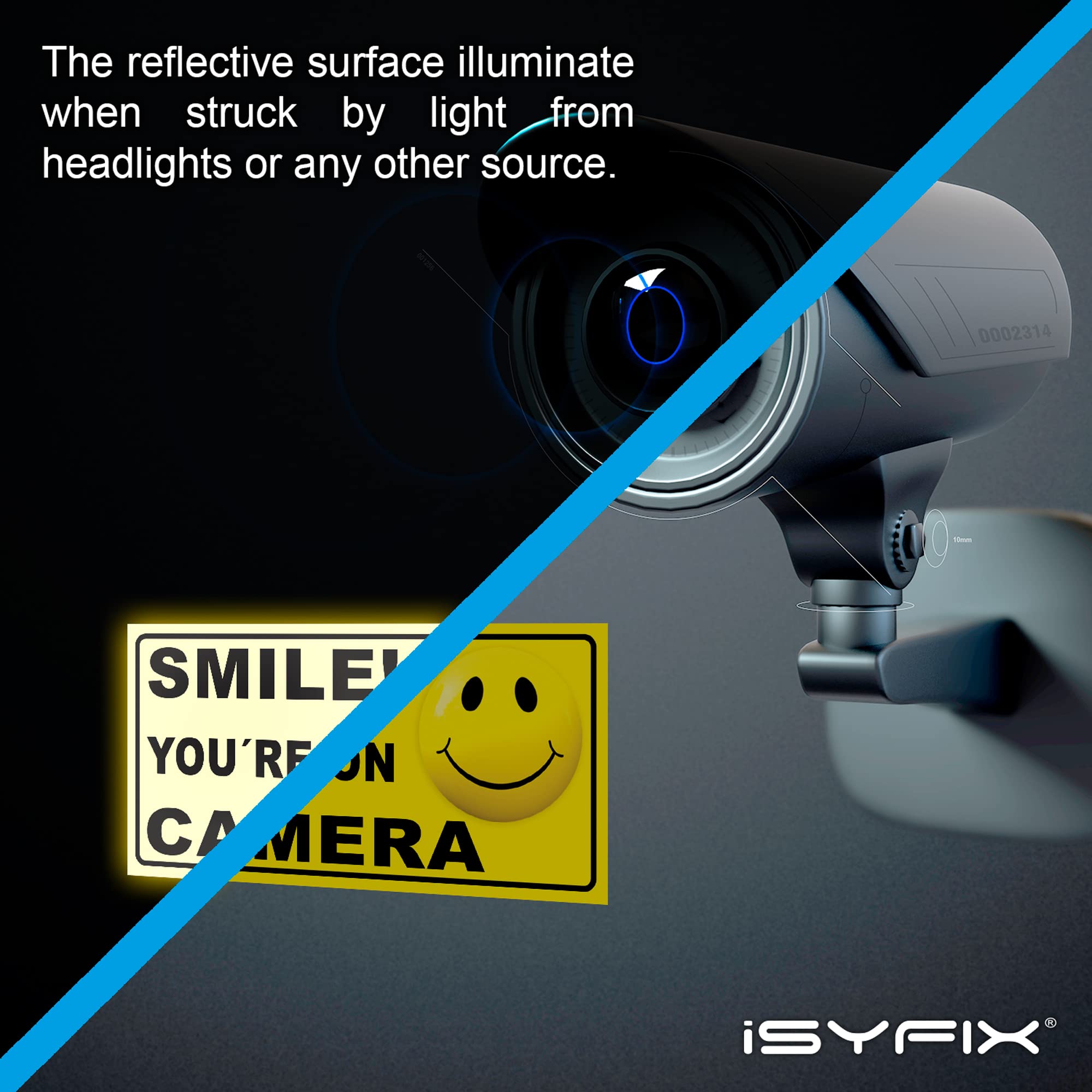 Isyfix Smile You'Re On Camera Reflective Stickers For Home   6 Pack 4X2 Inch   Uv, Weather, Scratch, Fade Resistance, Security C