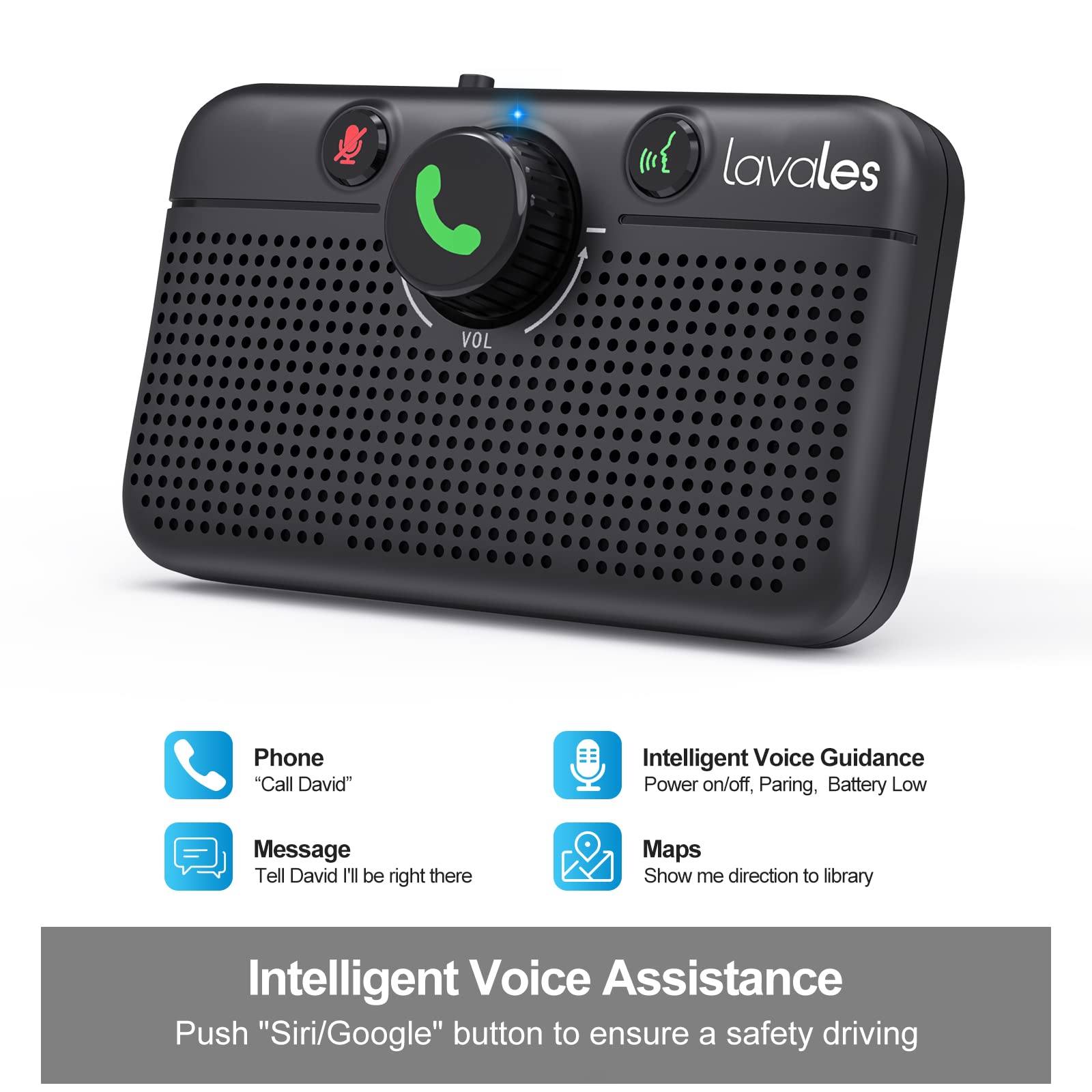 Lavales Car Bluetooth 5.3 Speaker, Handsfree Bluetooth Car Kit For Cell Phone, Support Siri Google Voice Assistant/Motion Auto O