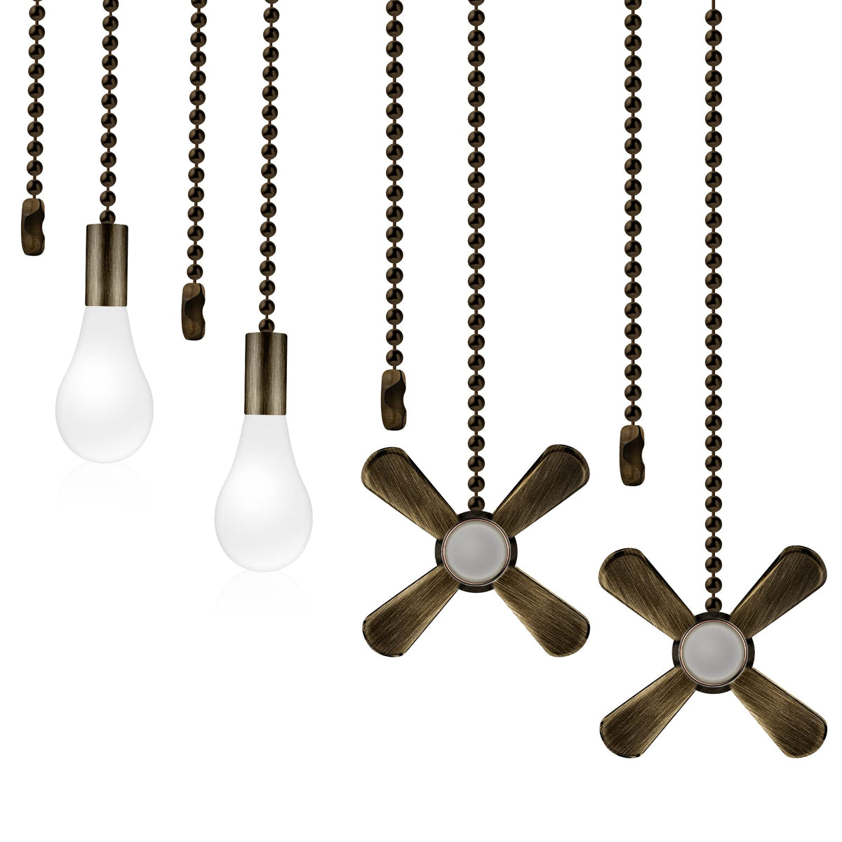 Aiigou Ceiling Fan Pull Chains With Decorative, 4 Pieces Of Bronze Ceiling Fan Chain Extenders 13.6 Inches Fit All Standard Ceil