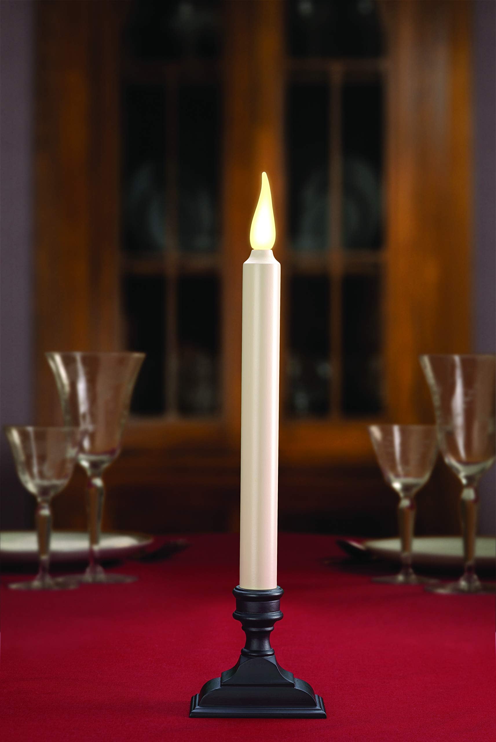 Xodus Innovations Fpc1650 Battery Operated Flameless 12 Inch Taper Candle And Base With 3D Warm White Flickering Flame And 6 Hou