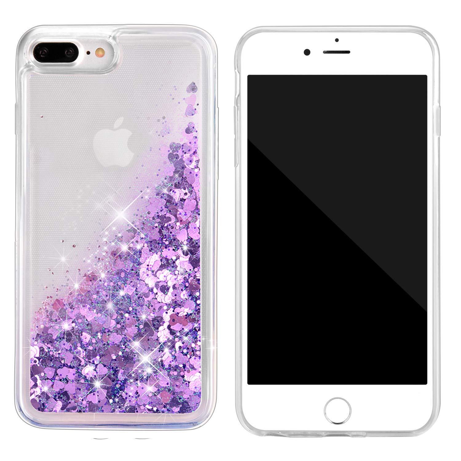 Worldmom For Iphone 7 Plus Case, For Iphone 8 Plus Case, Double Layer Design Bling Flowing Liquid Floating Sparkle Colorful Glit