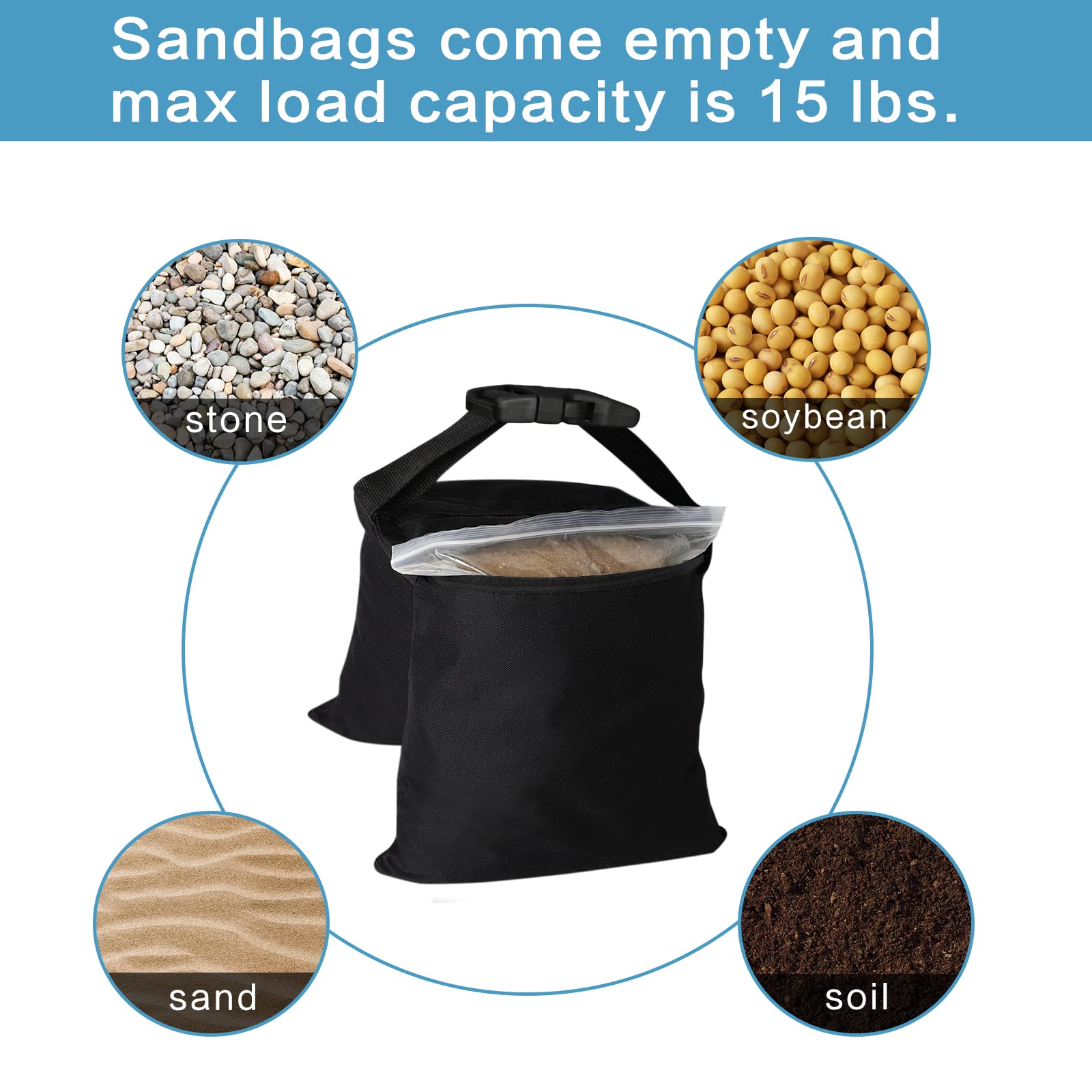 14 Packs Sandbags, Heavy Duty Sand Bags With 28 Pe Bags, Sand Bags With Buckle Straps For Support Light Stand, C Stand, Light St