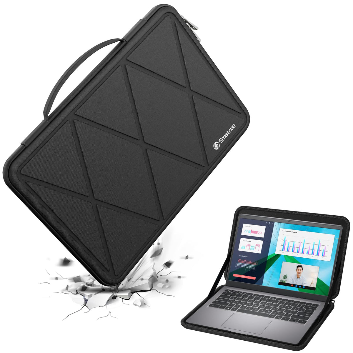 Smatree Hard EVA Protective Sleeve Case Compatible for 14inch Dell Latitude 3445 Chromebook Laptop, for 14inch Dell New Vostro 14 Laptop Carry Travel Case Waterproof Sleeve (X8251)