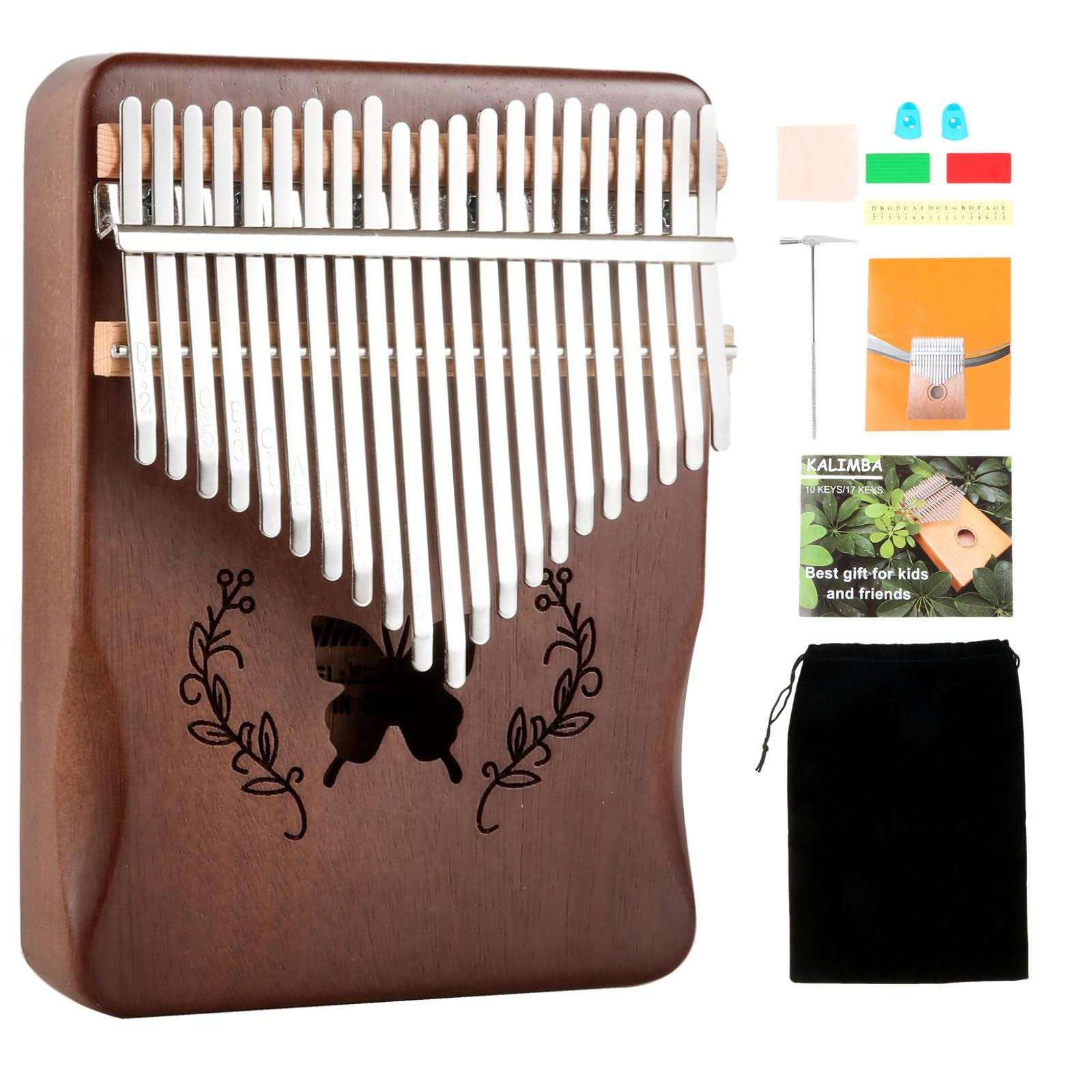 Lemfema Kalimba Thumb Piano 21 Keys, Portable Mbira Finger Piano Gifts For Kids And Adults Beginners(Brown)