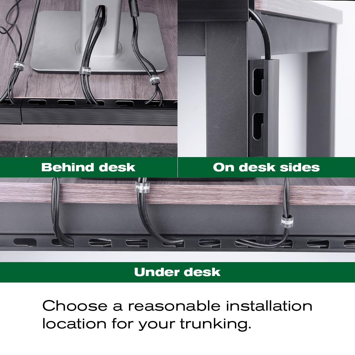 Cable Raceway Kit, Pherkorm Cable Management Under Desk, Integrated Connection Cover Cable Organizer, Cord Organizer For Hiding