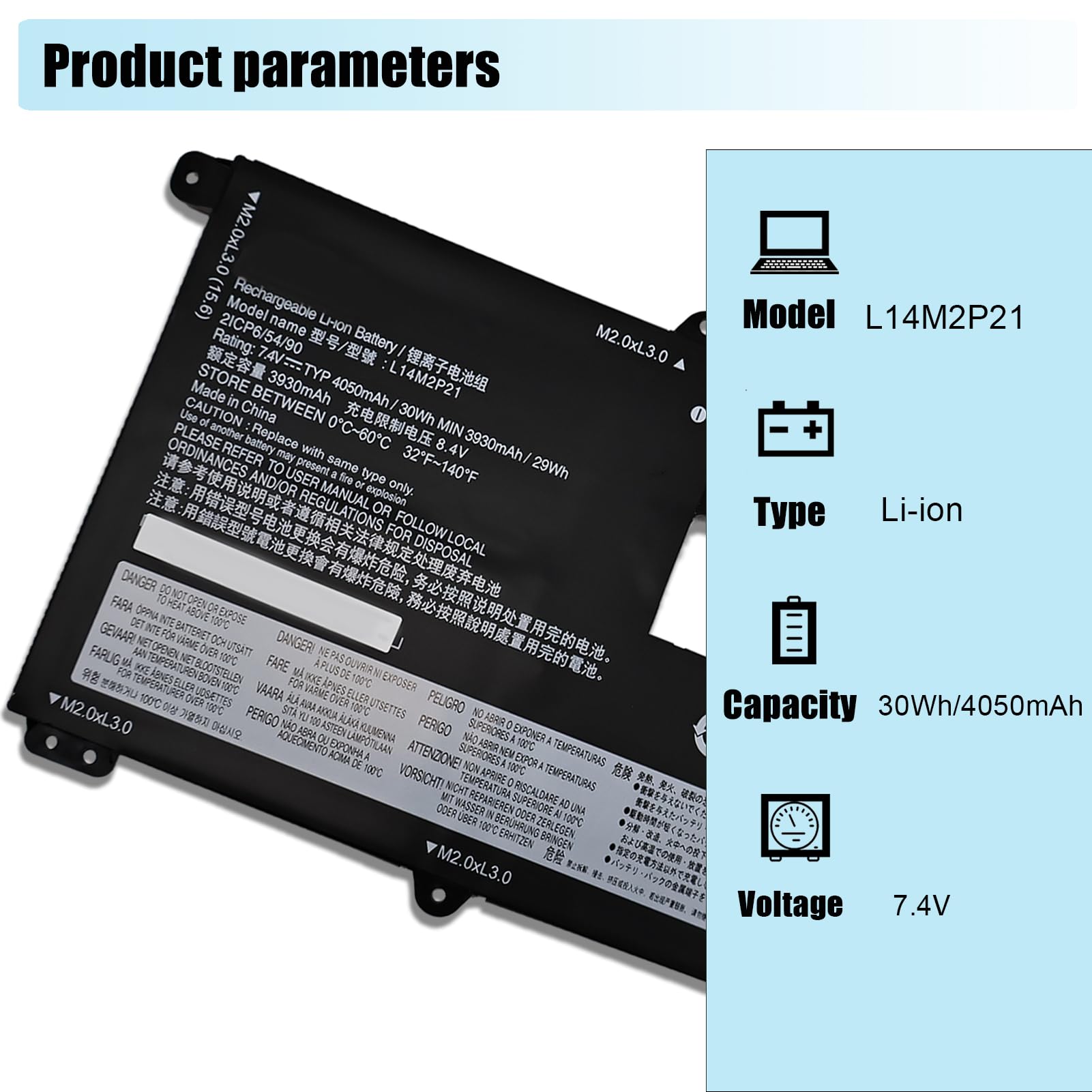Lcenerga L14M2P21 Laptop Battery for Lenovo IdeaPad 330S Series 7.4V 30Wh 4050mAh
