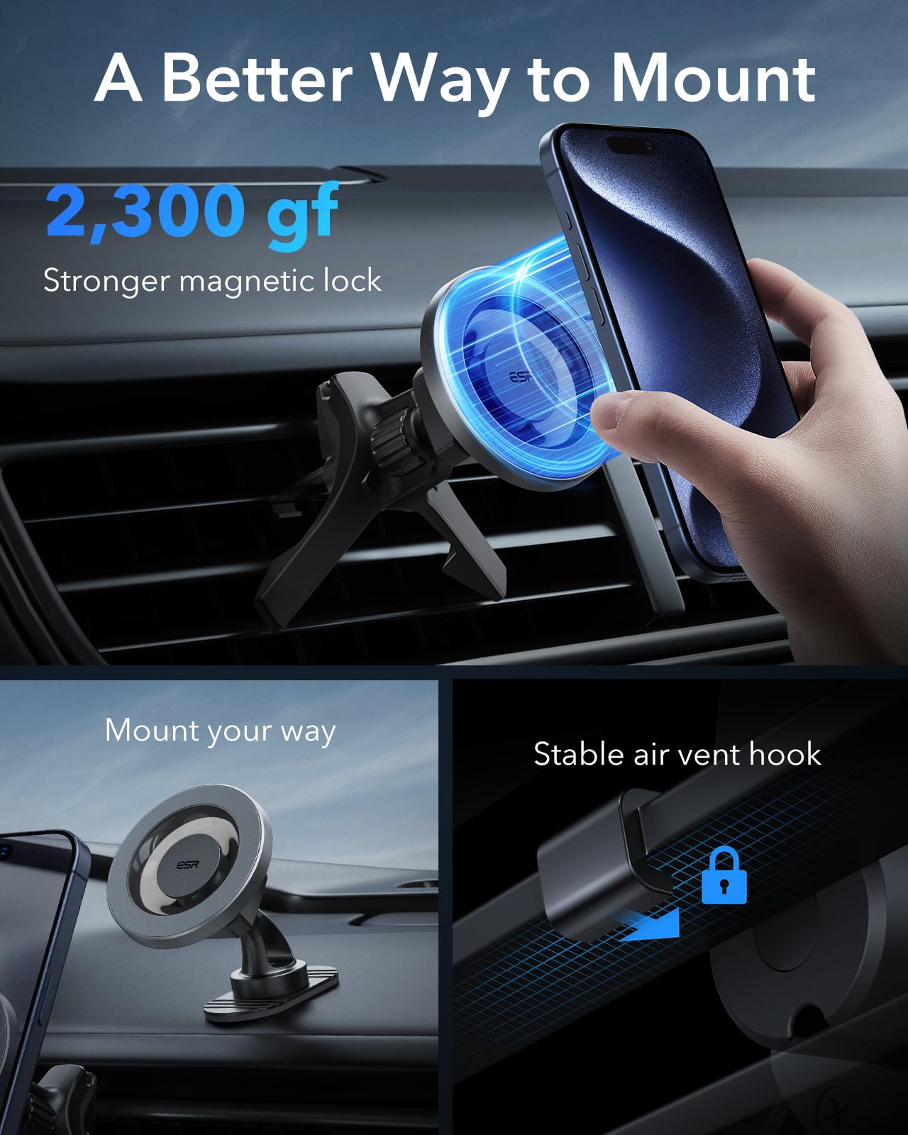 Esr Magsafe Car Mount (Halolock), Magnetic Phone Holder For Car, Magnetic Car Mount, Air Vent Car Phone Mount For Iphone 141312