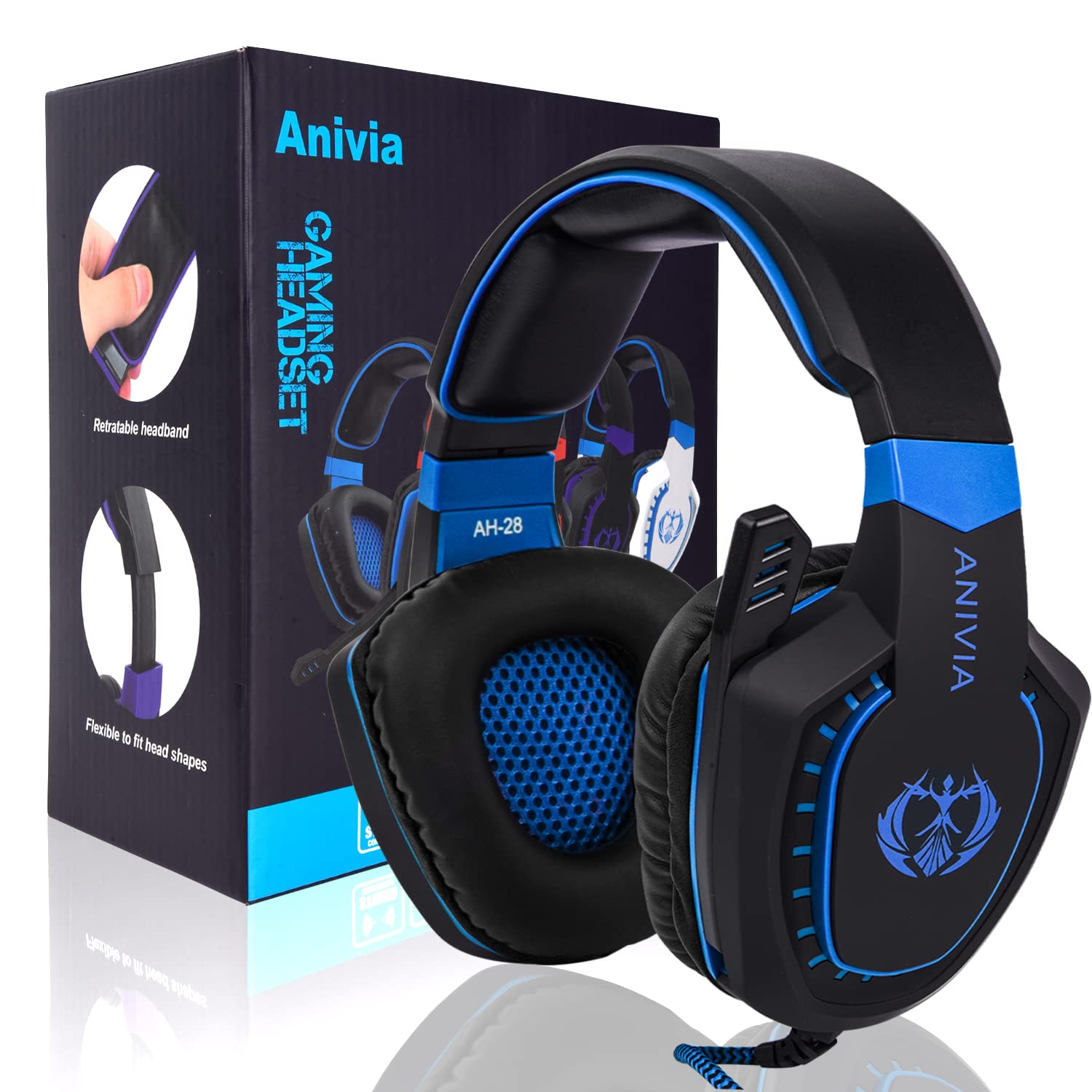 Anivia Computer Over Ear Headphones Wired with Microphone Updated AH28 3.5mm Stereo Headsets Gaming Headset with Volume Control,
