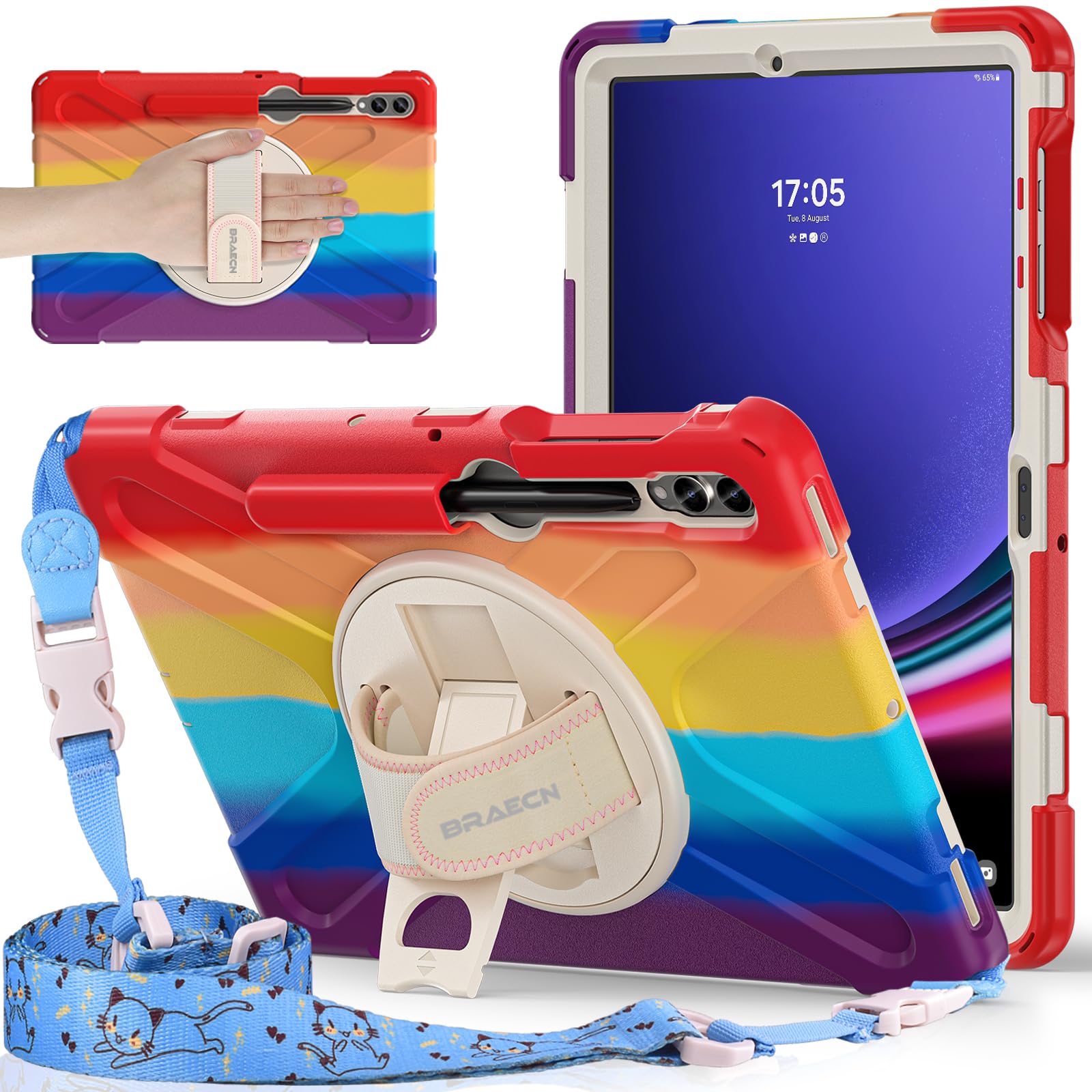 Braecnstock Kids Case For Samsung Galaxy Tab S9 Fe+ Plus/ S9+ Plus/ S8+ Plus/ S7 Fe/ S7+ Plus 5G 12.4'' Shockproof Protective Ta