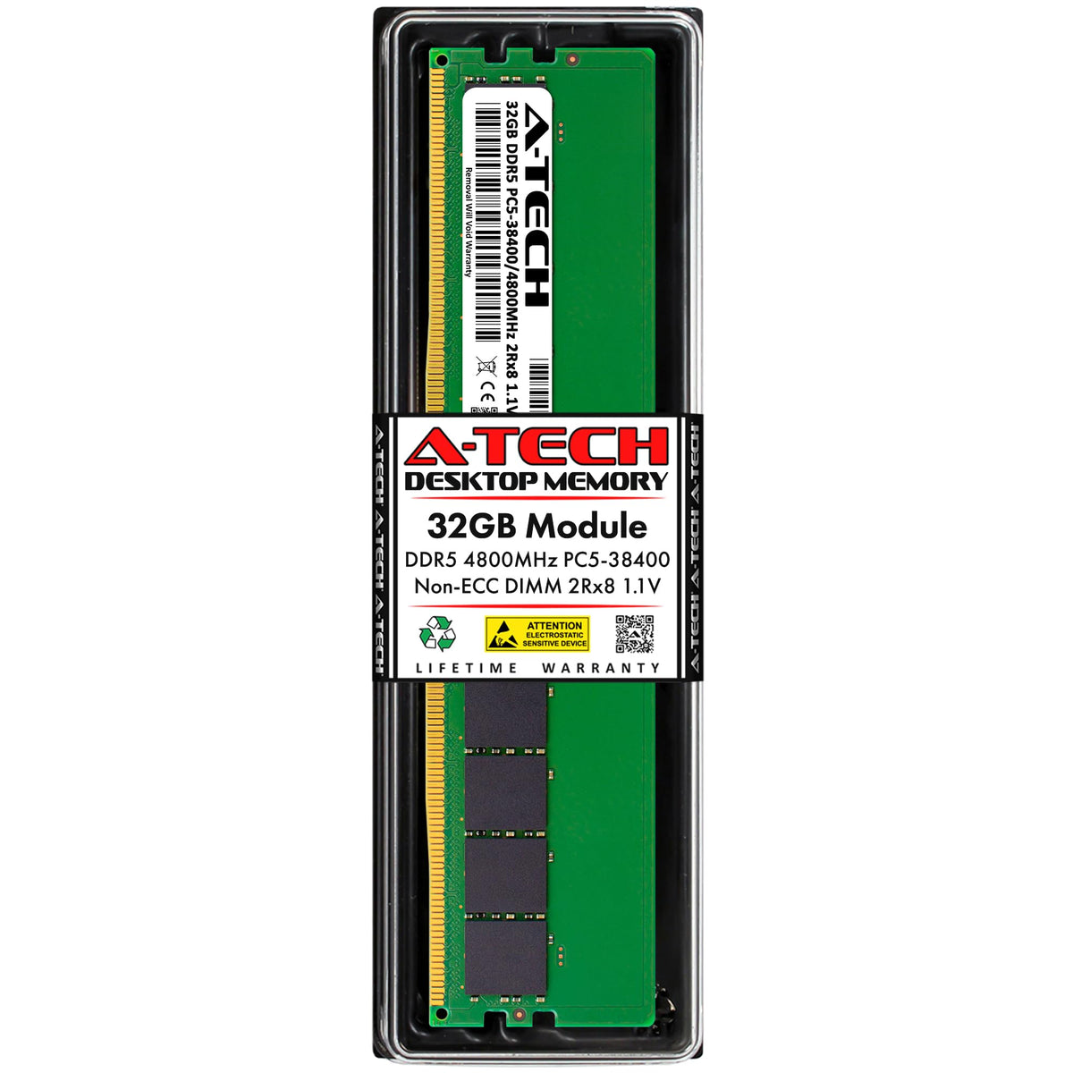 A Tech 32Gb Ddr5 4800Mhz Pc5 38400 Cl40 Udimm 2Rx8 1.1V Non Ecc Unbuffered Dimm 288 Pin Desktop Ram Memory Upgrade Module