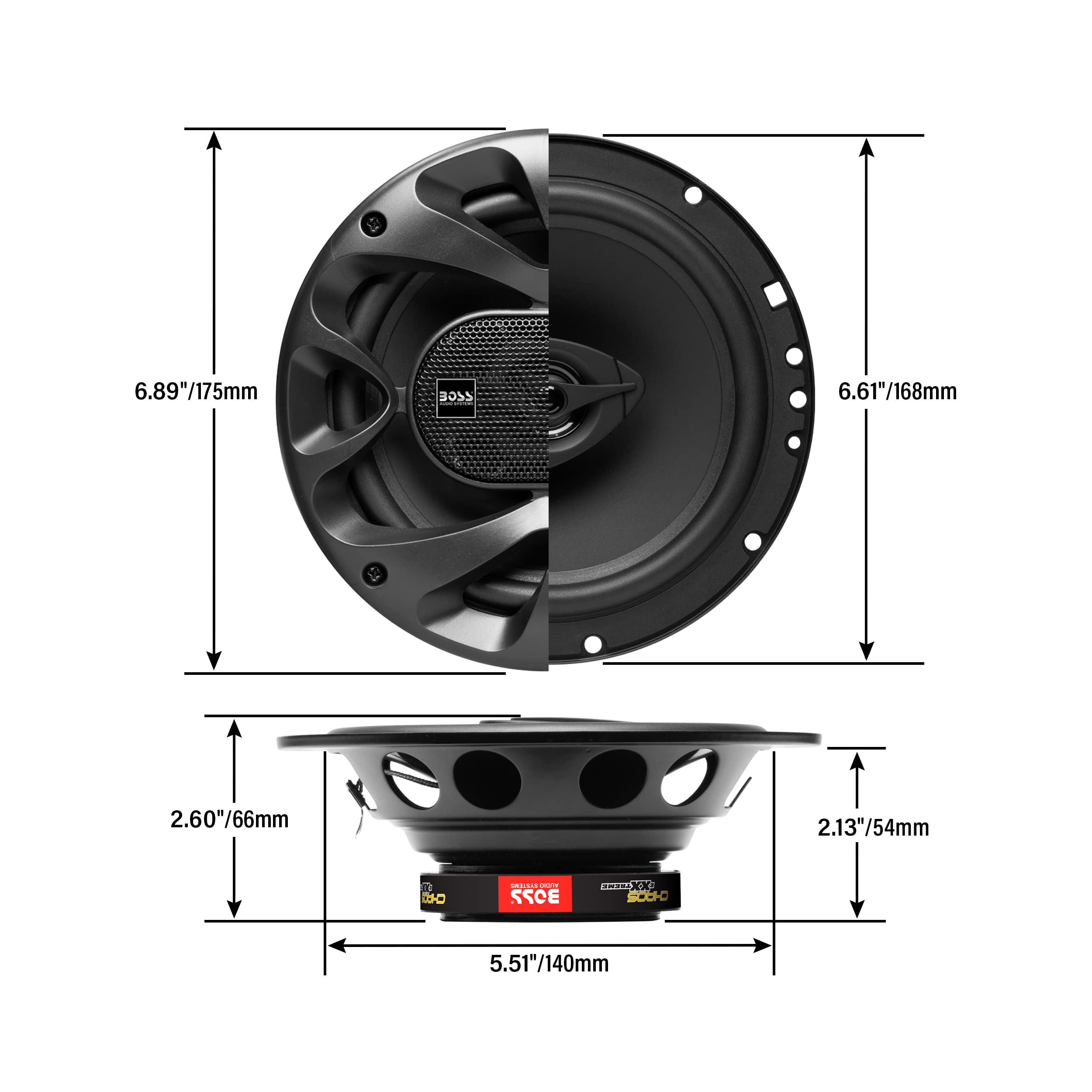 Boss Audio Systems Ch6520B Chaos Series 6.5 Inch Car Stereo Door Speakers   250 Watts Max, 2 Way, Full Range Audio, 1 Inch Tweet