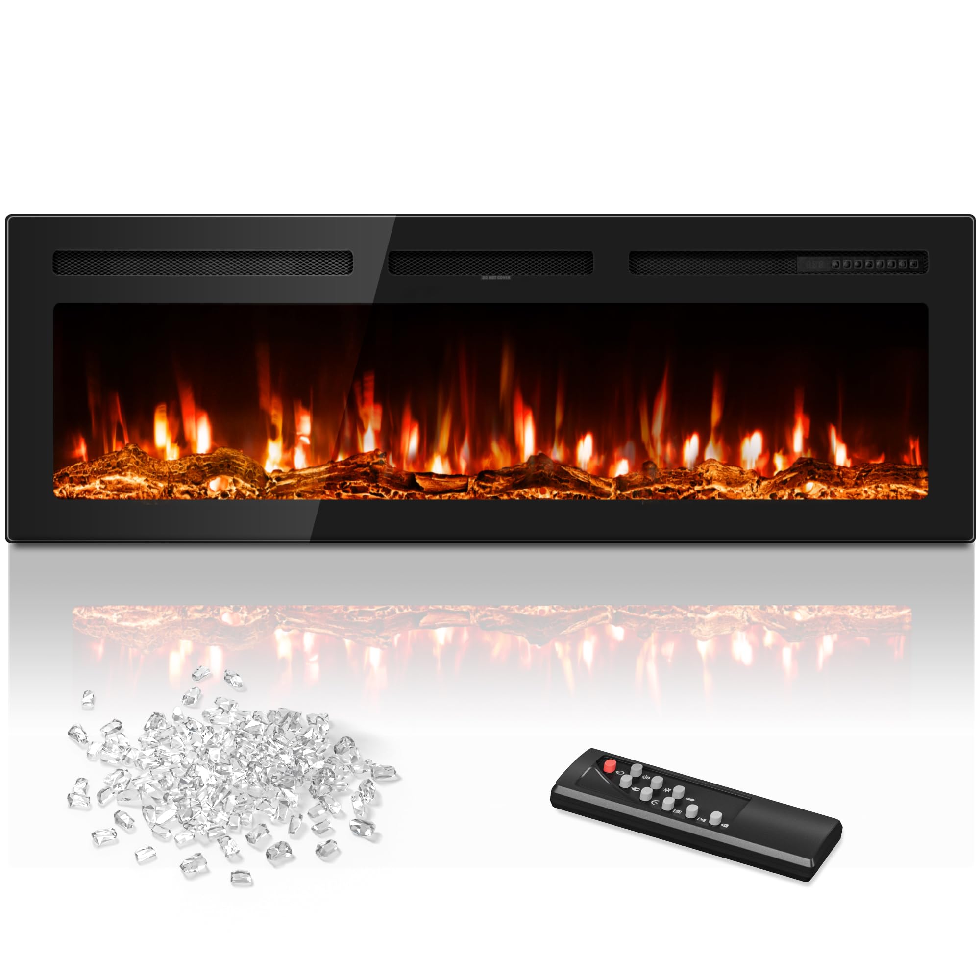 Manastin 60 Inch Electric Fireplace In Wall Recessed And Wall Mounted With Remote Control, 1500/750W Fireplace Heater (60 99F Th