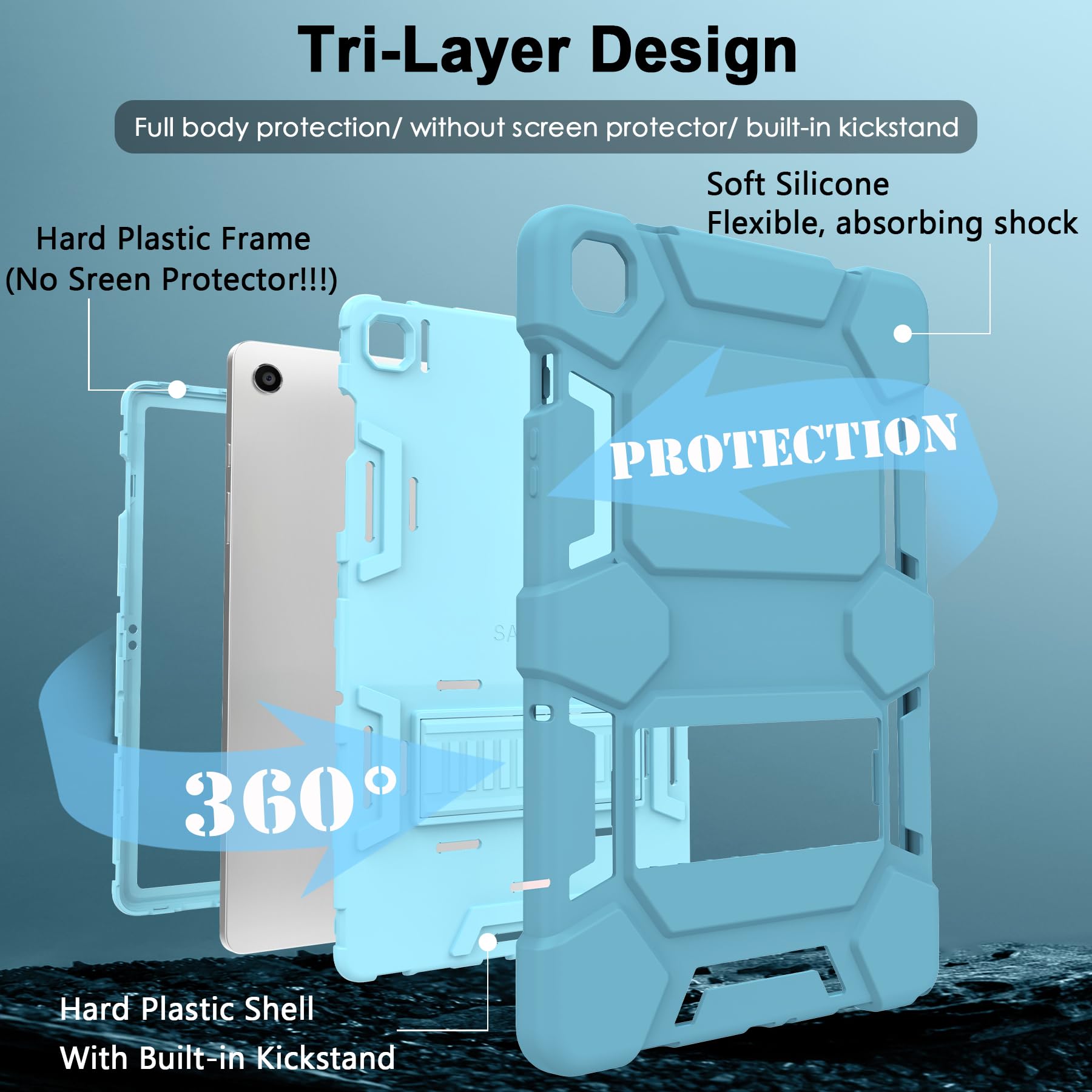 Ccmao Case For Samsung Galaxy Tab A9+ 10.9   (Sm X210/X216/X218), Heavy Duty Shockproof Hard Hybrid Three Layer Protective Cover