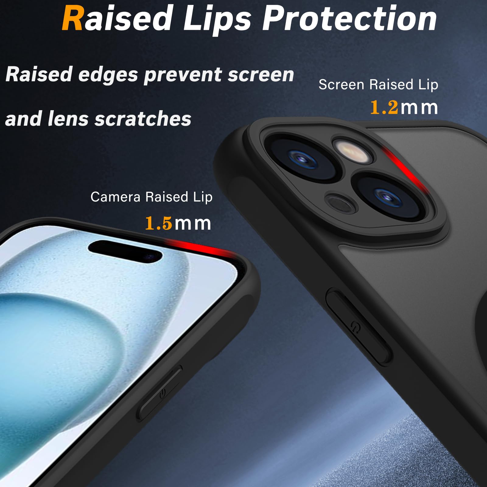 Pinlisheng Magnetic For Iphone 15 Case,Compatible With Magsafe,Military Grade Drop Tested, Shockproof Matte Translucent Hard Bac