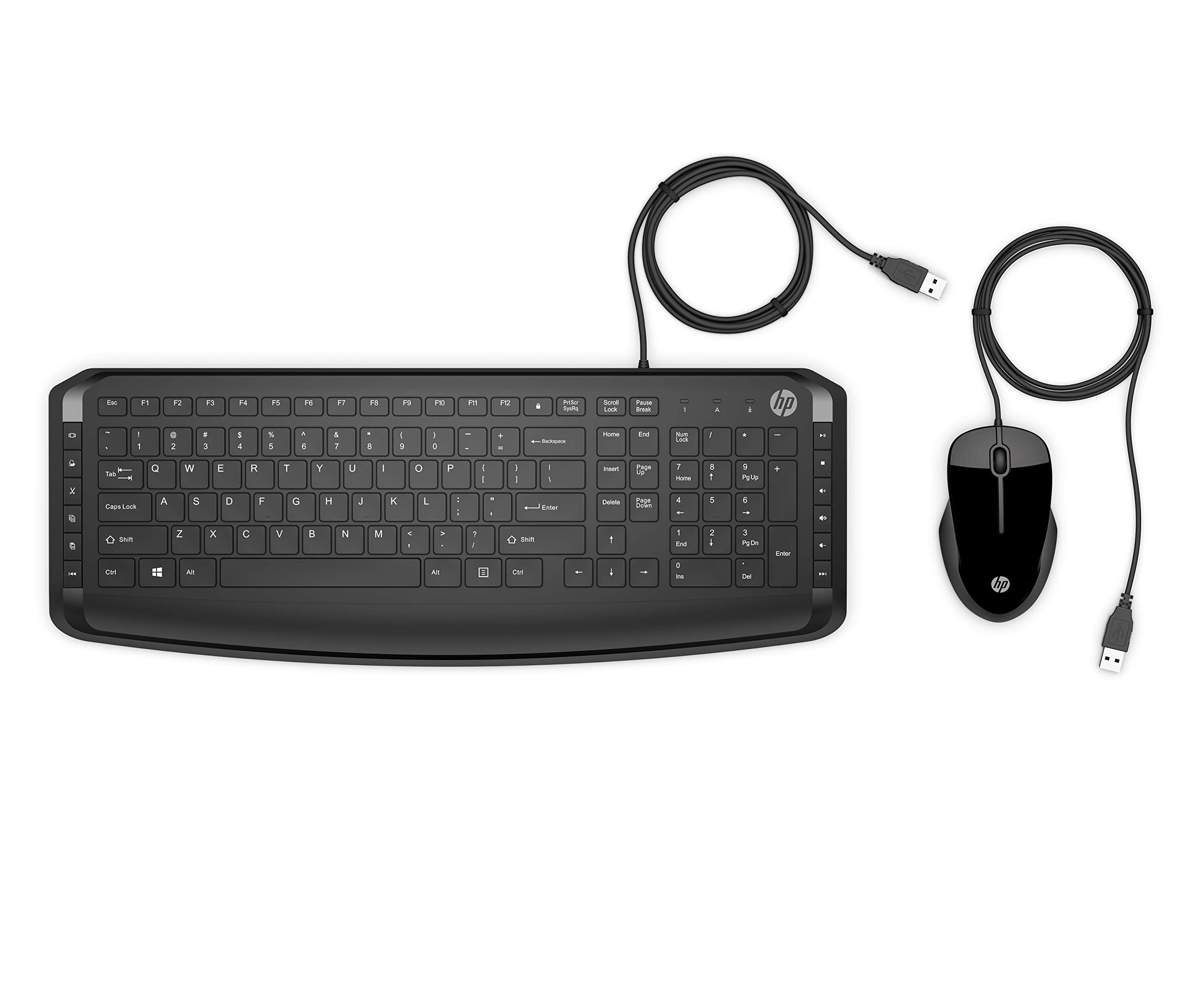 Hp Pavilion Wired Keyboard And Mouse 200 Black   Usb A, Full Size, 12 Enhanced F Keys, 3 Leds For Cap Locknum Lockscroll Lock, U