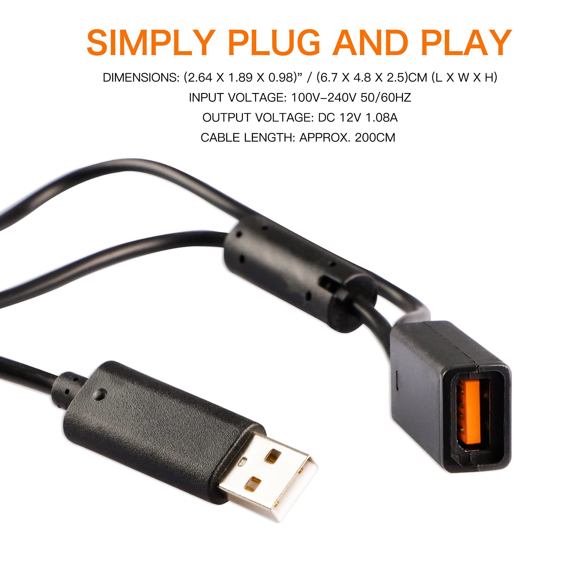 Kinect Adapter For Xbox 360, Usb To Ac Power Supply Pc Adapter Compatible With Mircosoft Xbox 360 Kinect Sensor System With Char