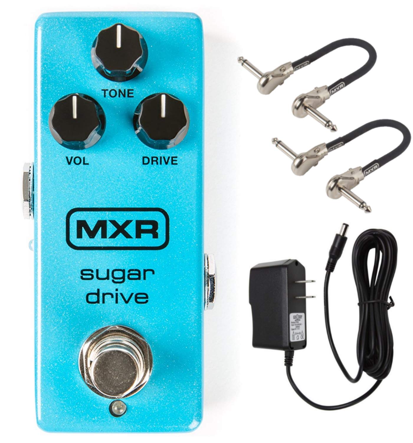 Briskdrop Mxr M294 Sugar Drive Pedal Bundle With 2 Mxr Patch Cables And Power Supply