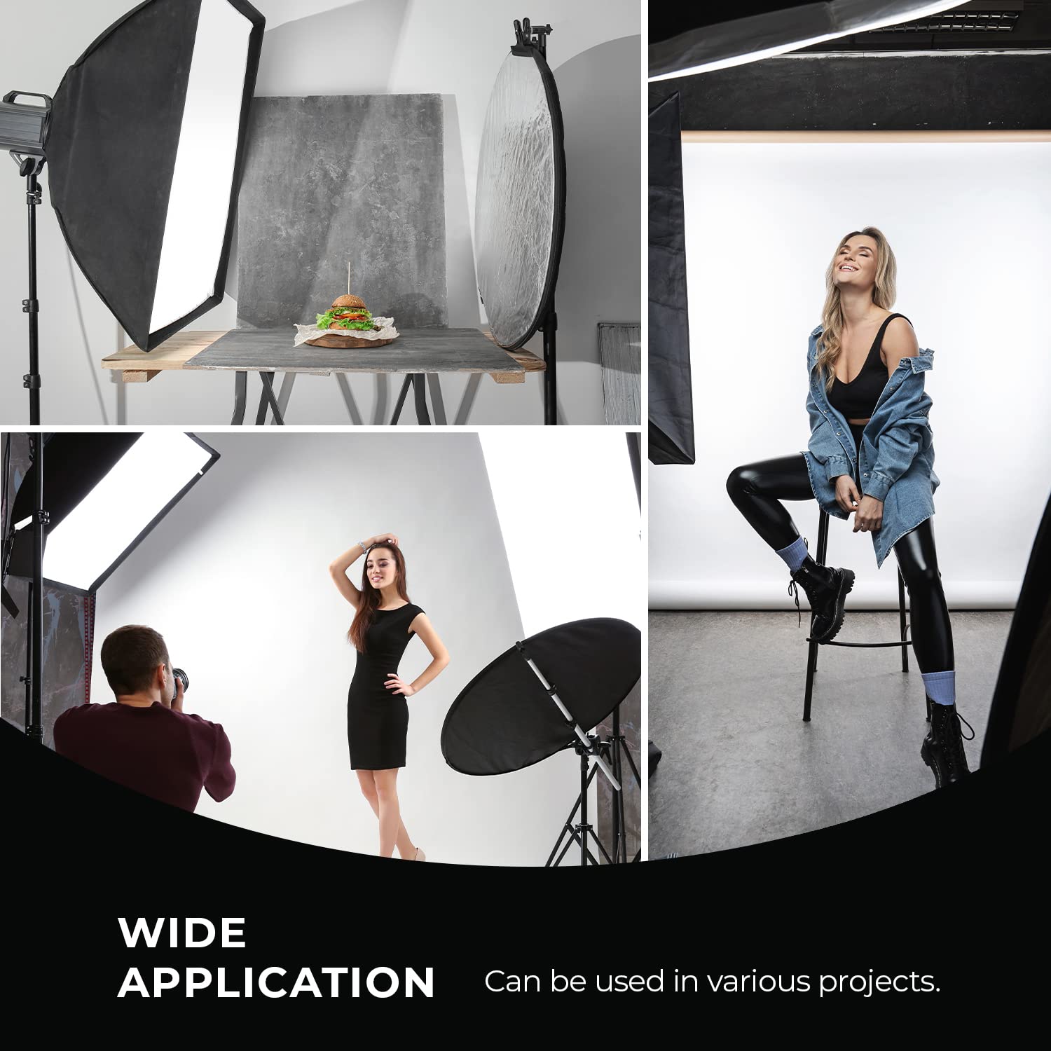 LimoStudio 43 inch 5-in-1 Pop Up Disc Photo Lighting Reflector Kit Gold Silver White Black Translucent with Stand