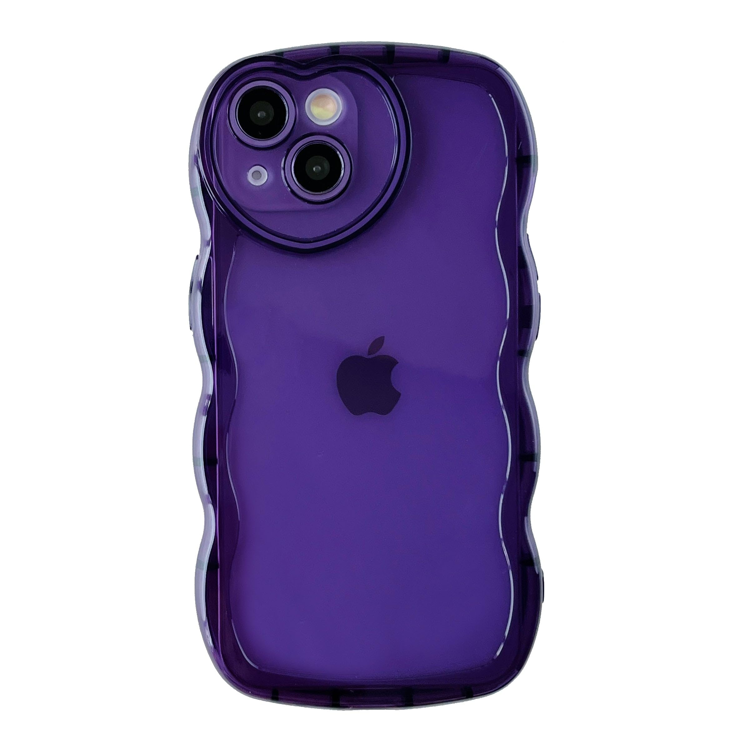 Caseative Curly Wave Shape Love Heart Camera Lens Protection Clear Soft Compatible With Iphone Case (Purple,Iphone 13 Pro)