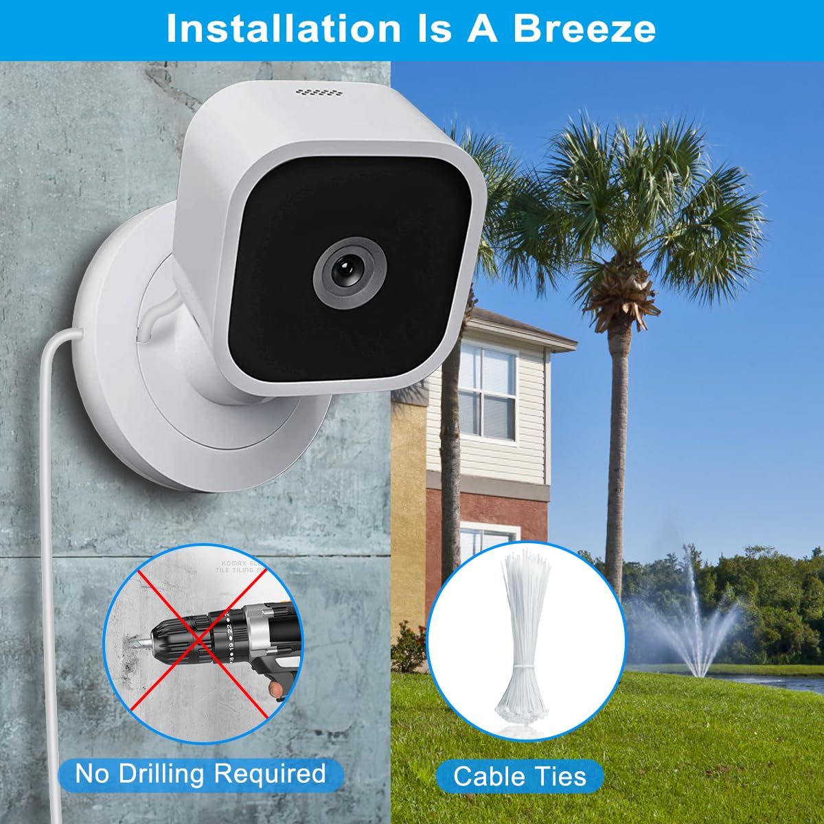 Basesailor Blink Mini Charger Cable With Wall Adapter 20 Ft,Charger Brick And Micro Usb End Charging Extension Cord,Indoor/Outdo