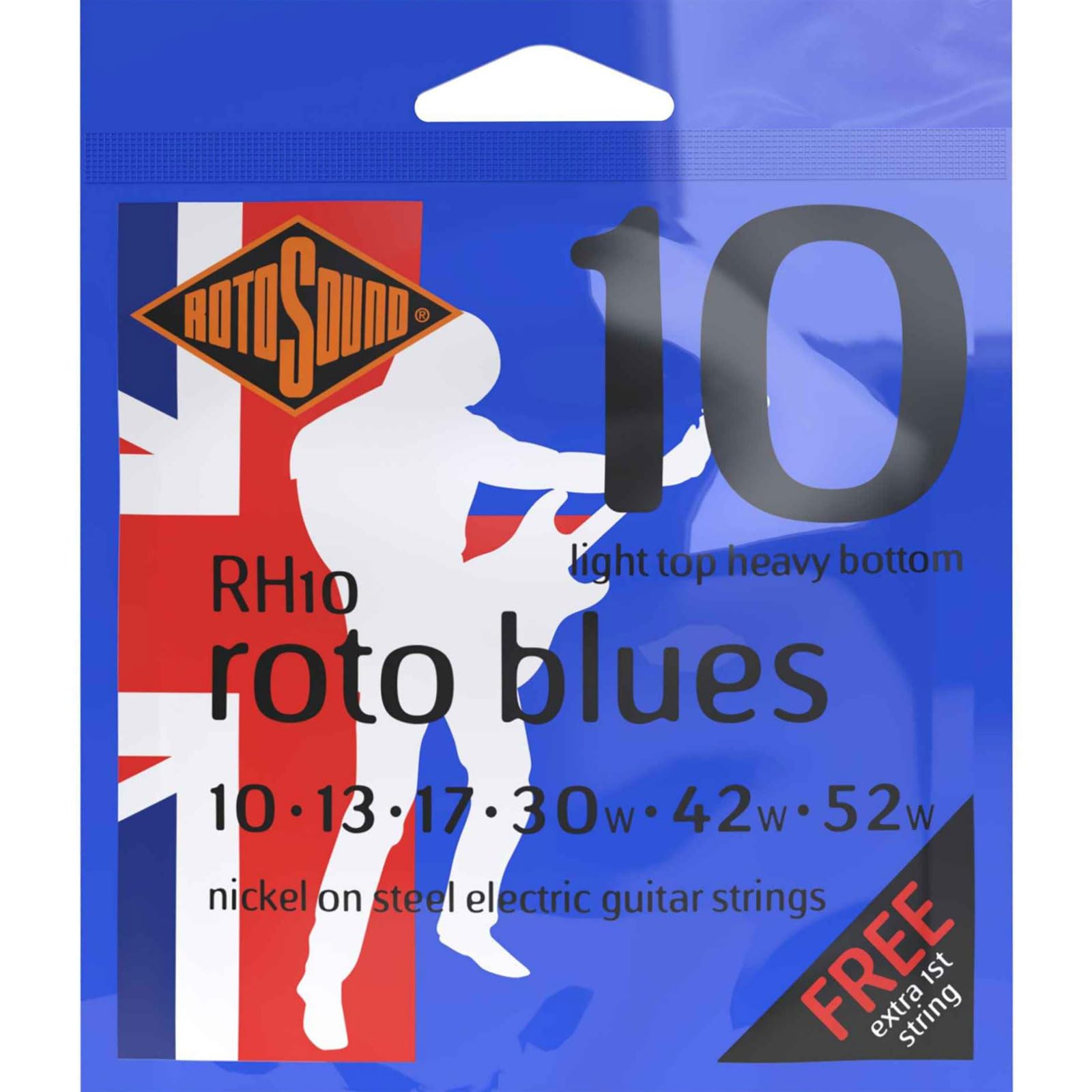 Rotosound Rh10 Nickel Light Top/Heavy Bottom Electric Guitar Strings (10 13 17 30 42 52)