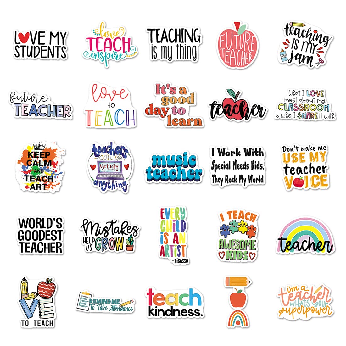 100 Pcs Teacher Stickers, Vinyl Waterproof Teachers Day Gift Card Stickers For Water Bottles, Laptop, Notebook, Cell Phone, Lugg