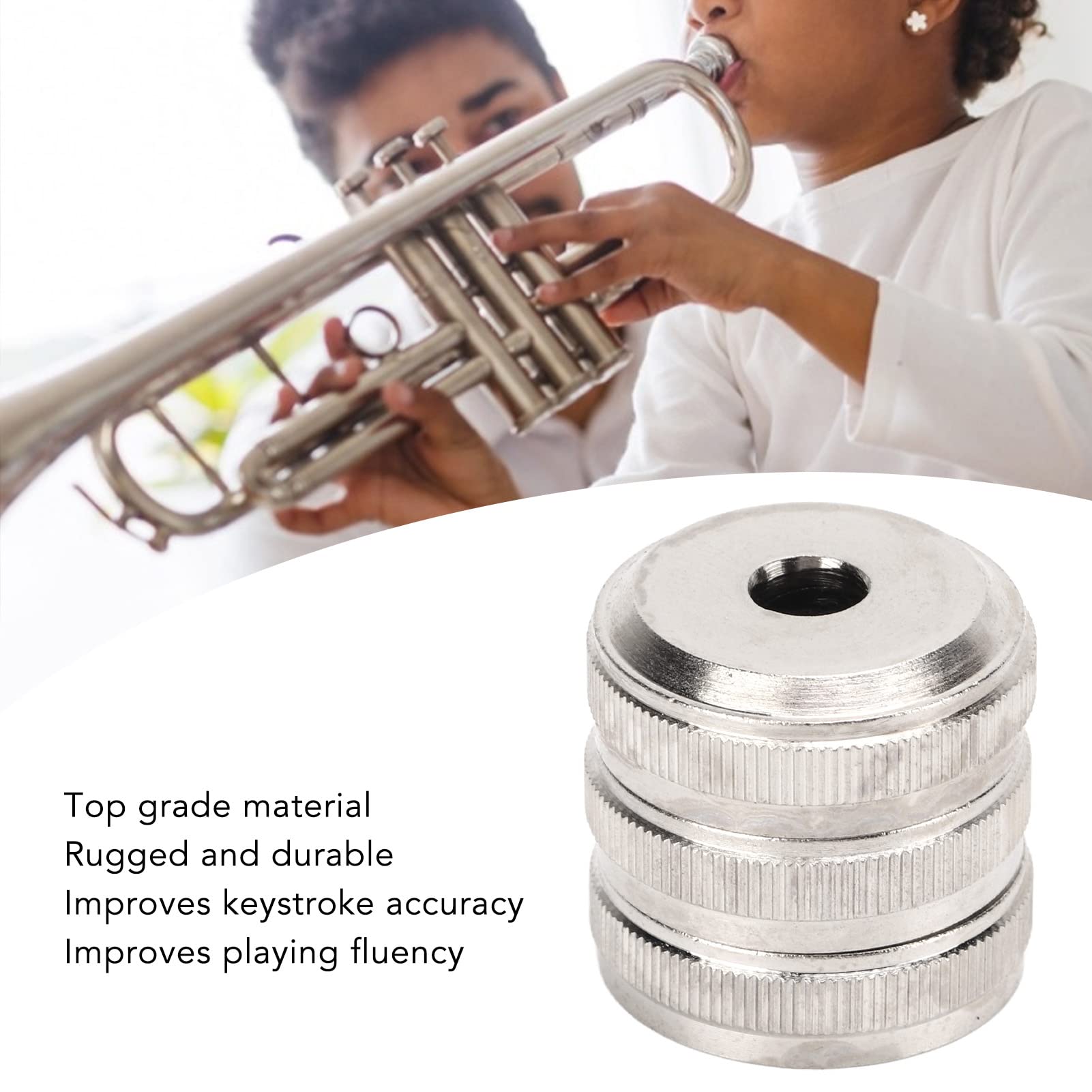 Spyminnpoo Trumpet Bottom Valve ,3Pcs Trumpet Valve Metal Silver Screw Piston For Trumpet Replacement Musical Instrument Accesso