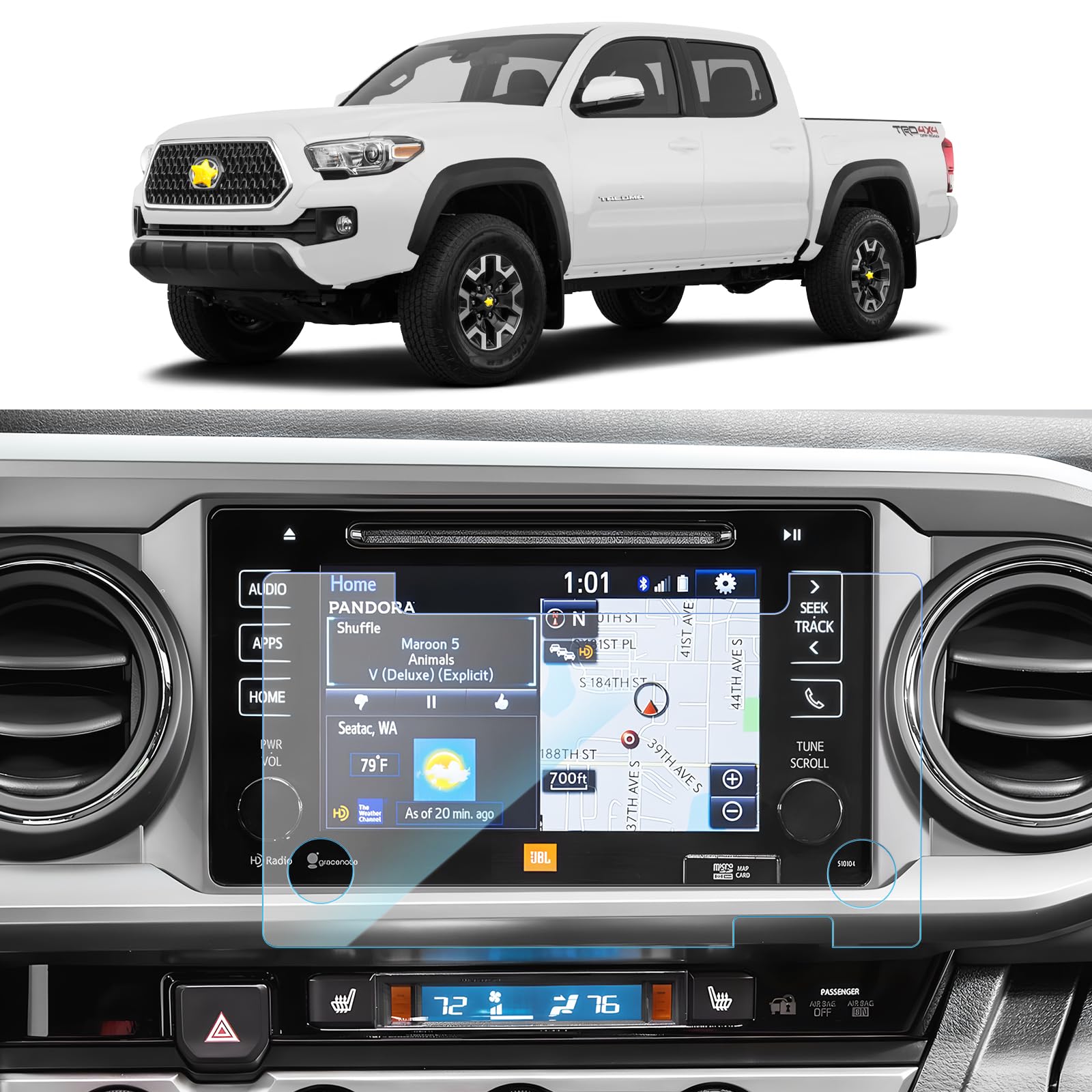 Sktu Screen Protector For 2016 2019 Toyota Tacoma Entune 7 Inch Gps Display Toyota Tacoma 2018 2019 Accessories Tempered Glass Anti Scratch Hd Clear
