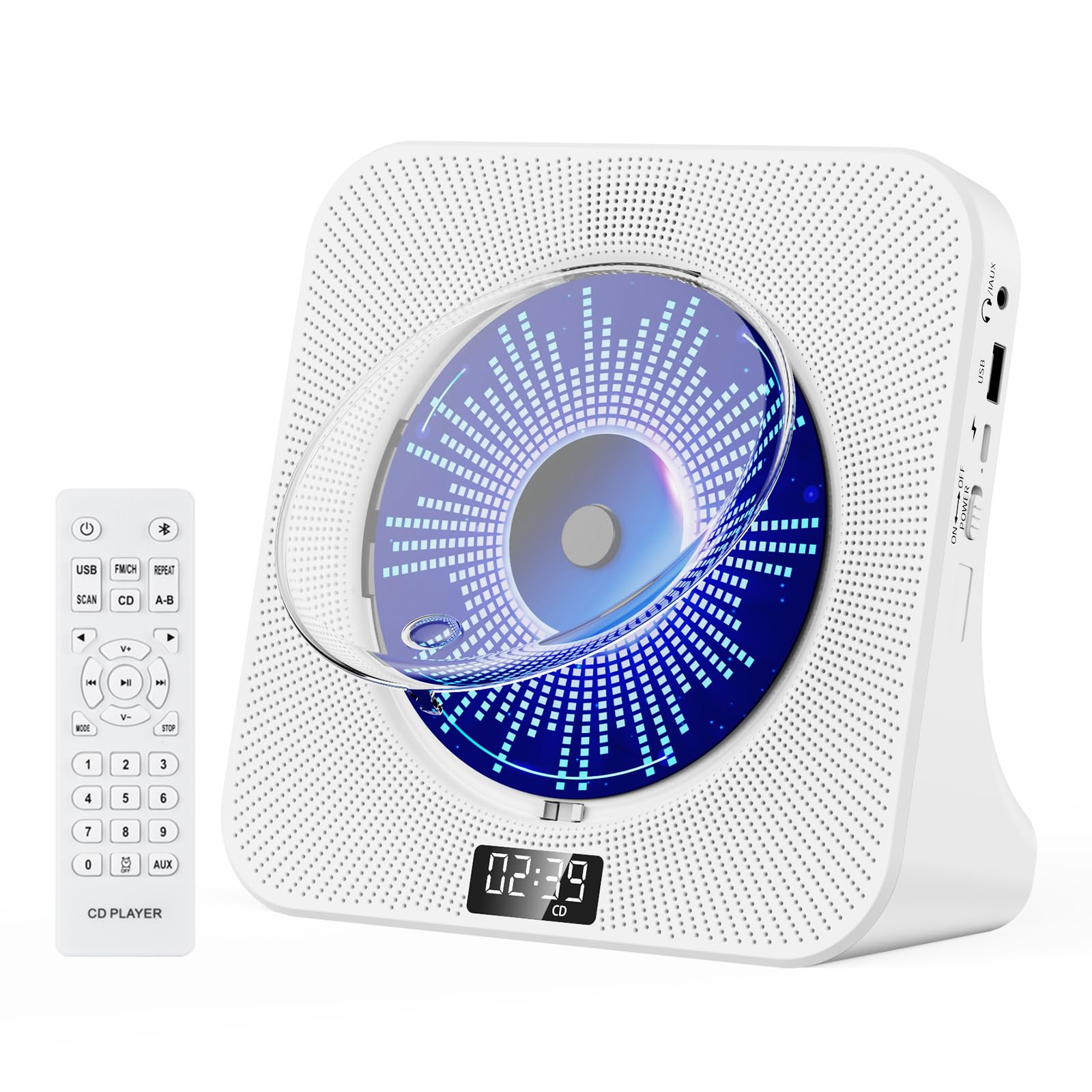 Gueray Cd Player Bluetooth Cd Players For Home Desktop With Dual Bluetooth & Large Lcd Screen Display Front Cd Player With Speak