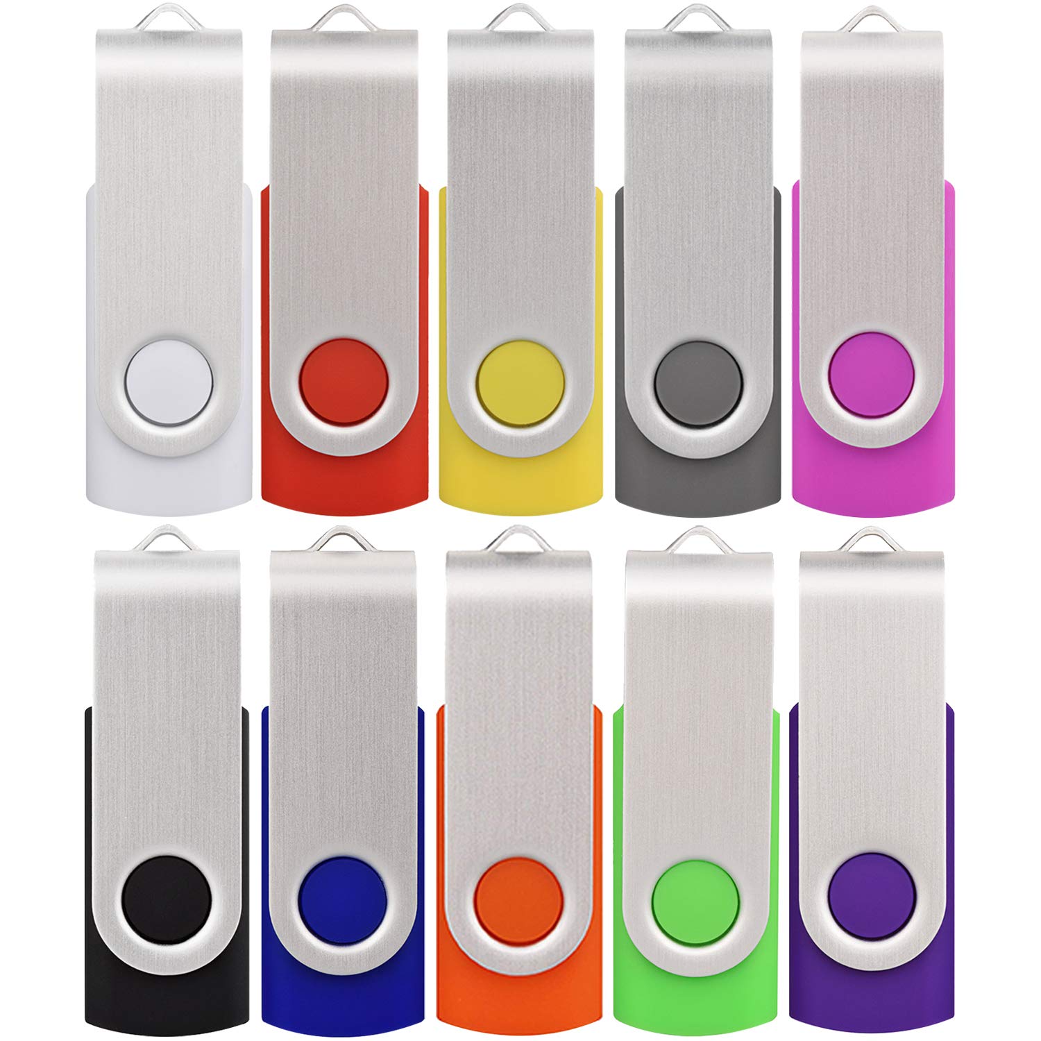 Usb Flash Drive 4Gb 10 Pack, Thumb Drives Memory Stick Usb 2.0 Bulk Swivel Jump Drive Zip Drive With Led Indicator For Data Stor