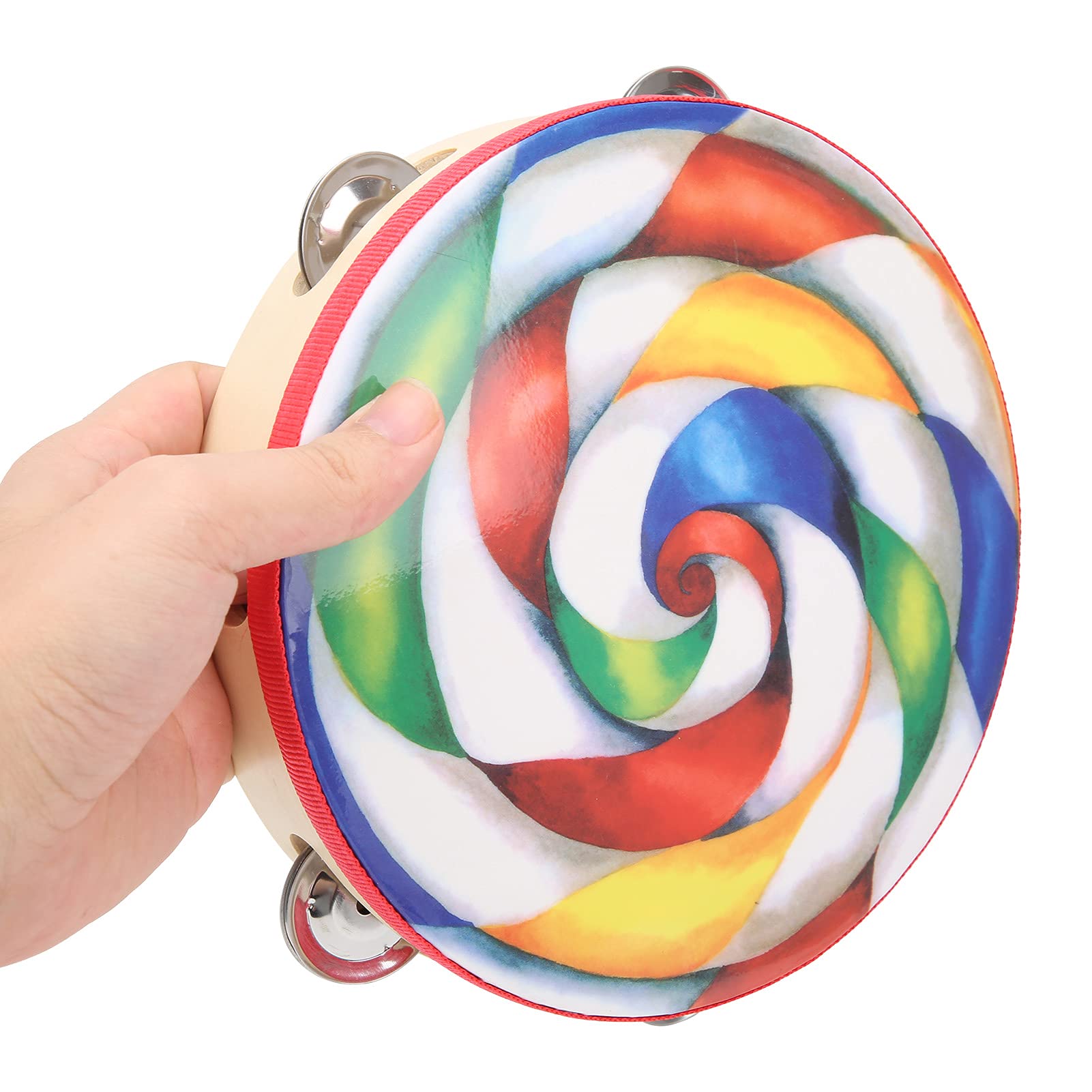 Ubersweet Single Row Bell Drum, Colorful Stainless Steel Bells Tambourine for Children for Rhythm Training(color) ||