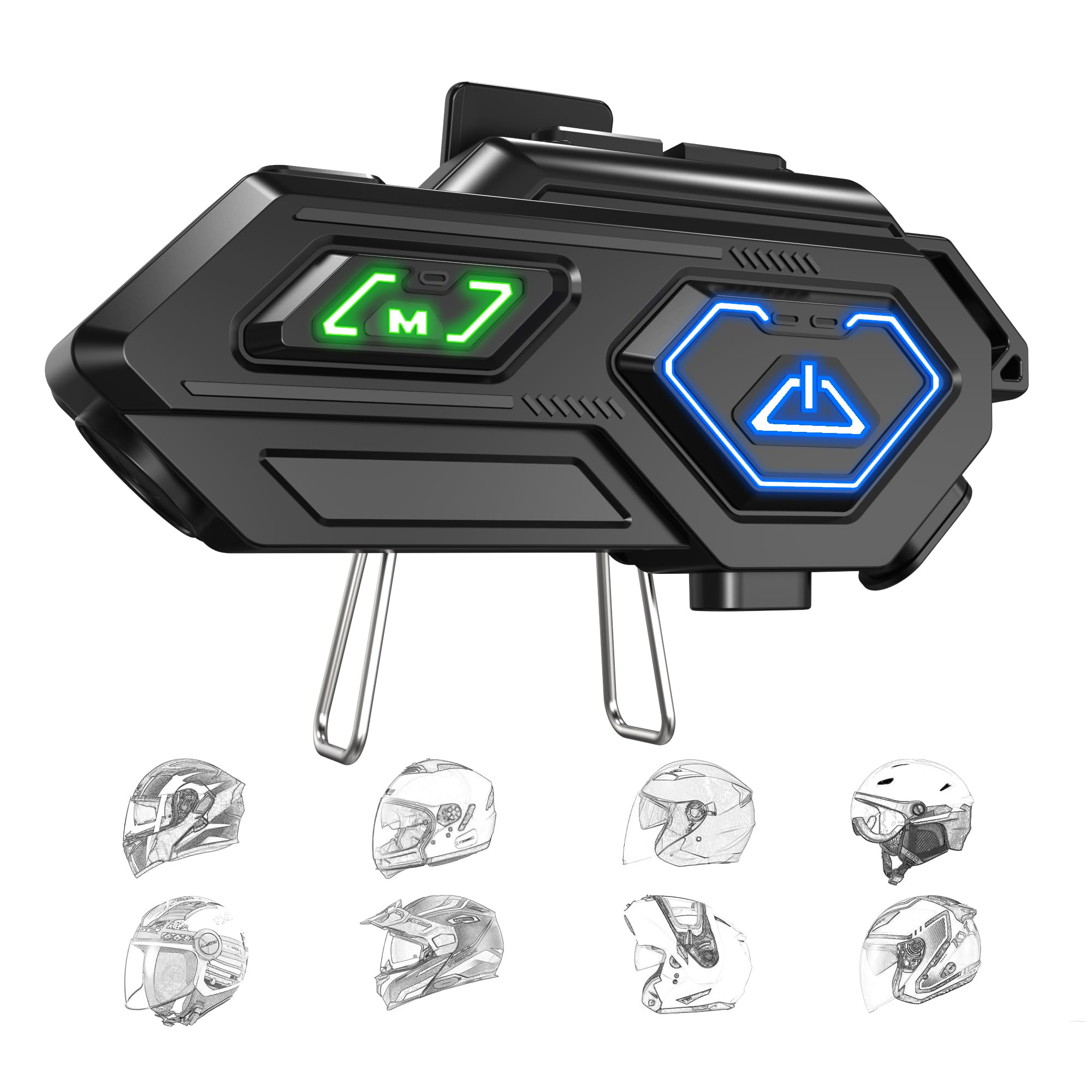 Sounce Jarvis Sentinel Pro Motorcycle Bluetooth Intercom Headset  Wireless Helmet Earphones With 50Mm Hd Speakers, Led Emergenc