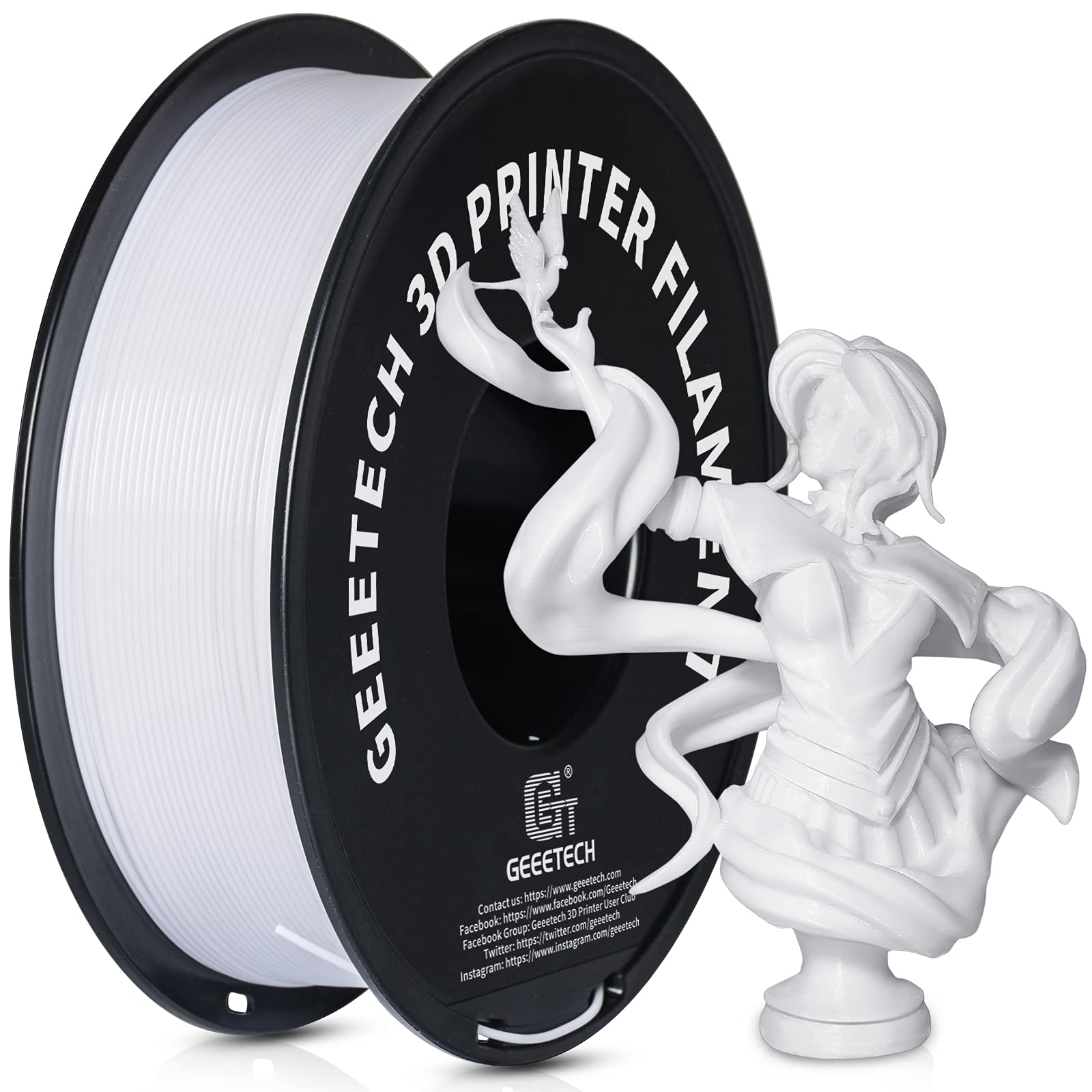 GEEETECH Filament PLA 3D Printer Filament 3D Pen PLA Modeling Material Dimensional Accuracy +/- 0.02mm Net Weight 1KG 1.75mm Dia