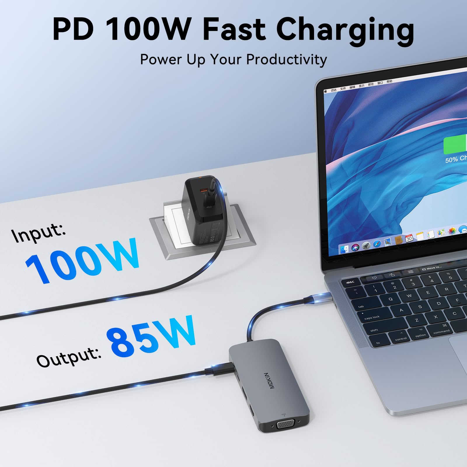Mokin Usb C Multiport Adapter For Macbook Air/Pro, Mac Dongle, 9 In 1 Usb C To Dp Adapter, Usb A&C3.0 5Gbps, Sd/Tf Card Reader,
