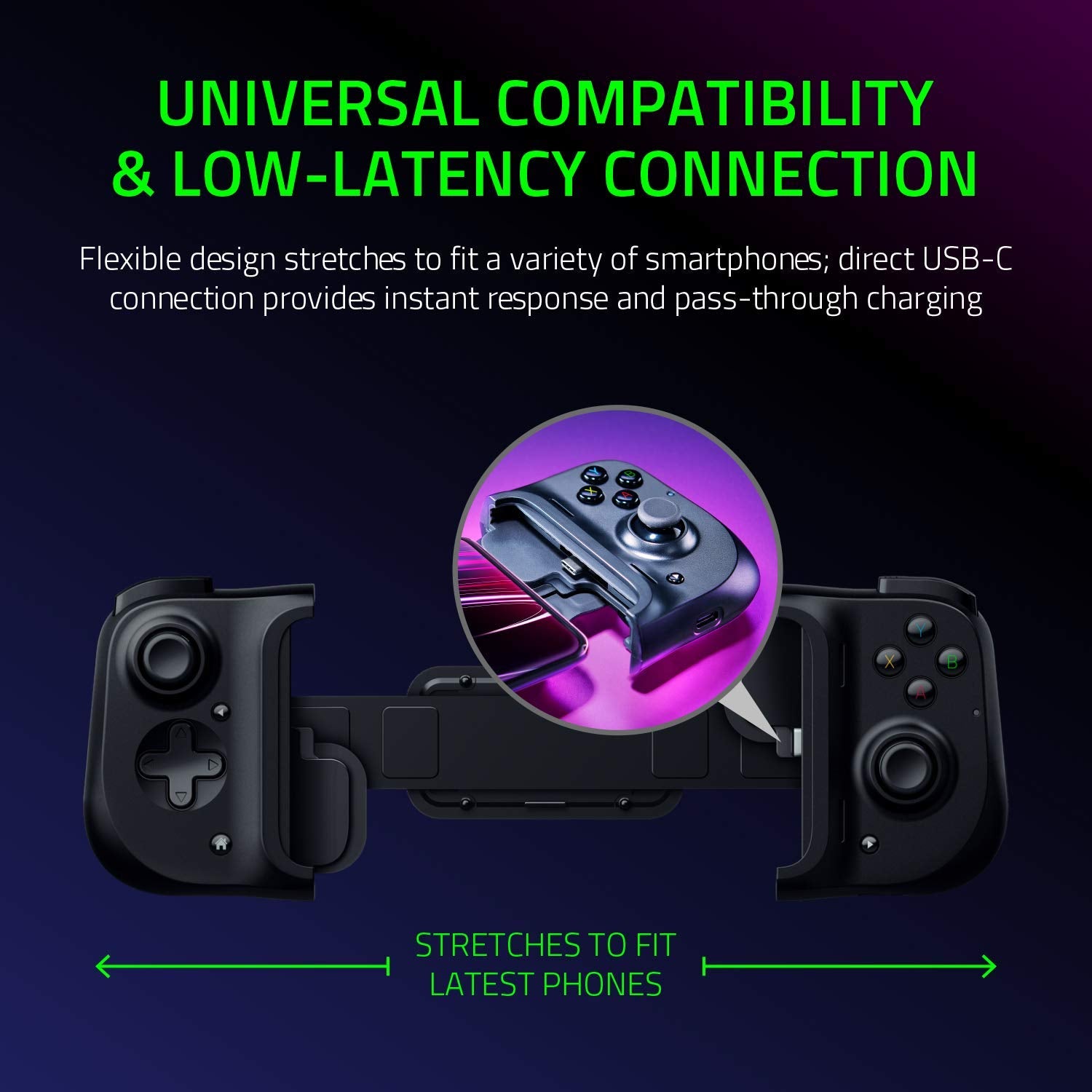 Razer Kishi For Android   Smartphone Gaming Controller (Usb C Connection, Ergonomic Design, Individual Fit For Mobile Phones, An