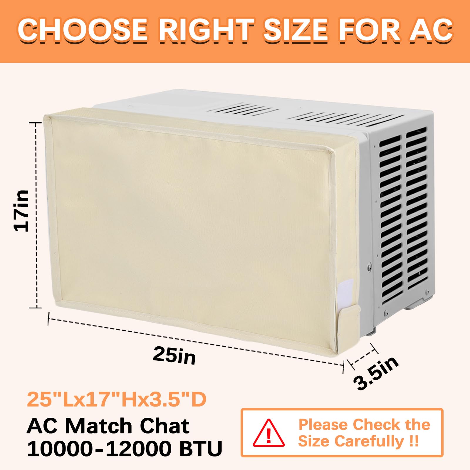 25Lx17Hx3.5 Indoor Air Conditioner Cover For Window Units, 3 Layers Insulation Ac Cover For Inside Wall Unit With Aluminum Foil
