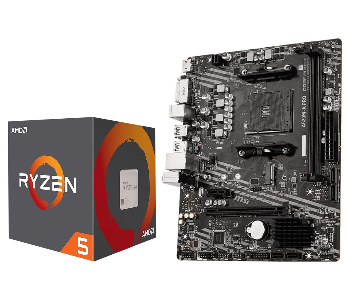 Inland Amd Ryzen 5 4500 Unlocked Desktop Processor Bundle With Msi A520M A Pro Gaming Motherboard (Amd Am4, Ddr4, Pcie 4.0, Micr