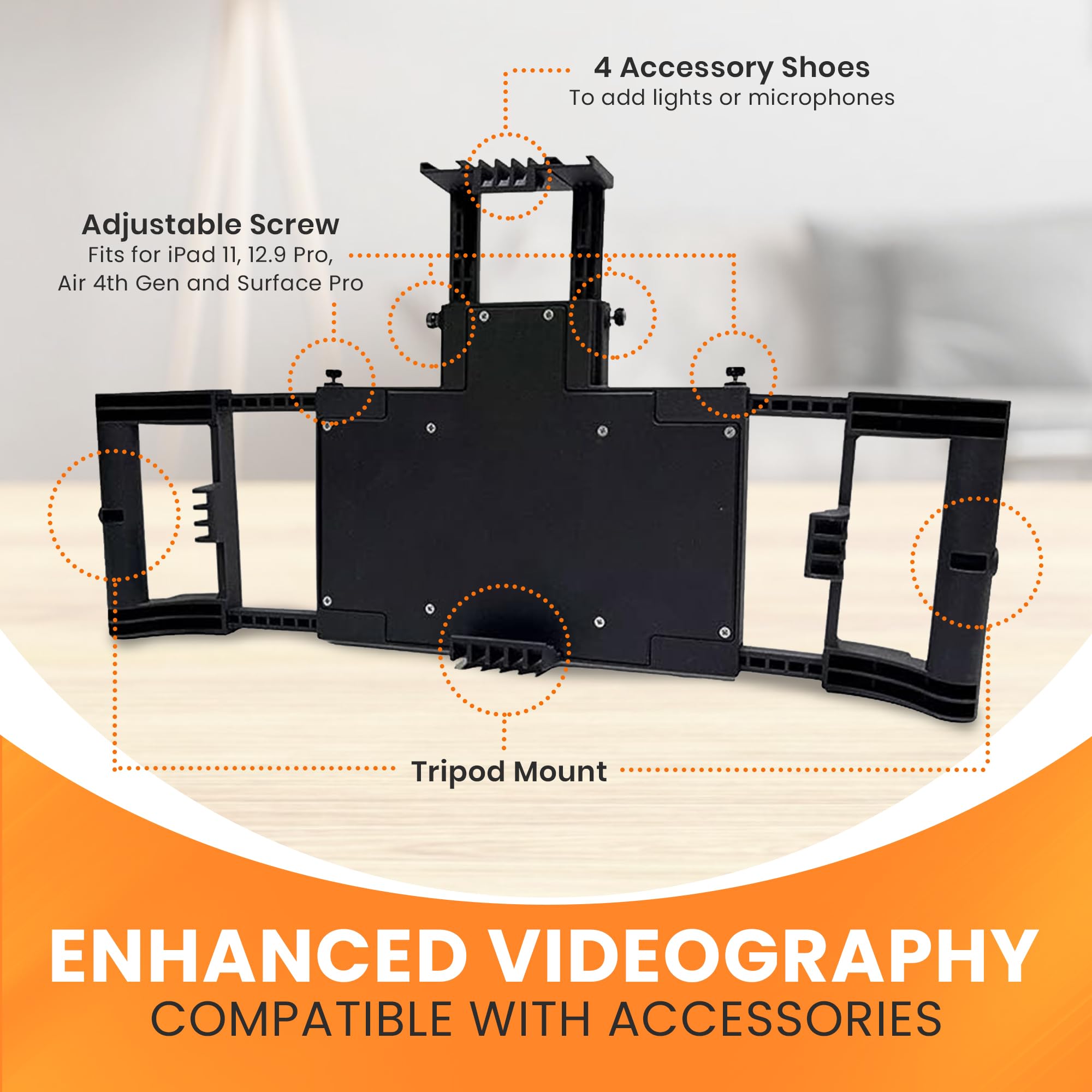 Iographer Adjustable Case With Handles - Video Production Solution For Ipad 13, 12.9, And 11 Pro, Air 4Th, 5Th Gen, And Surface