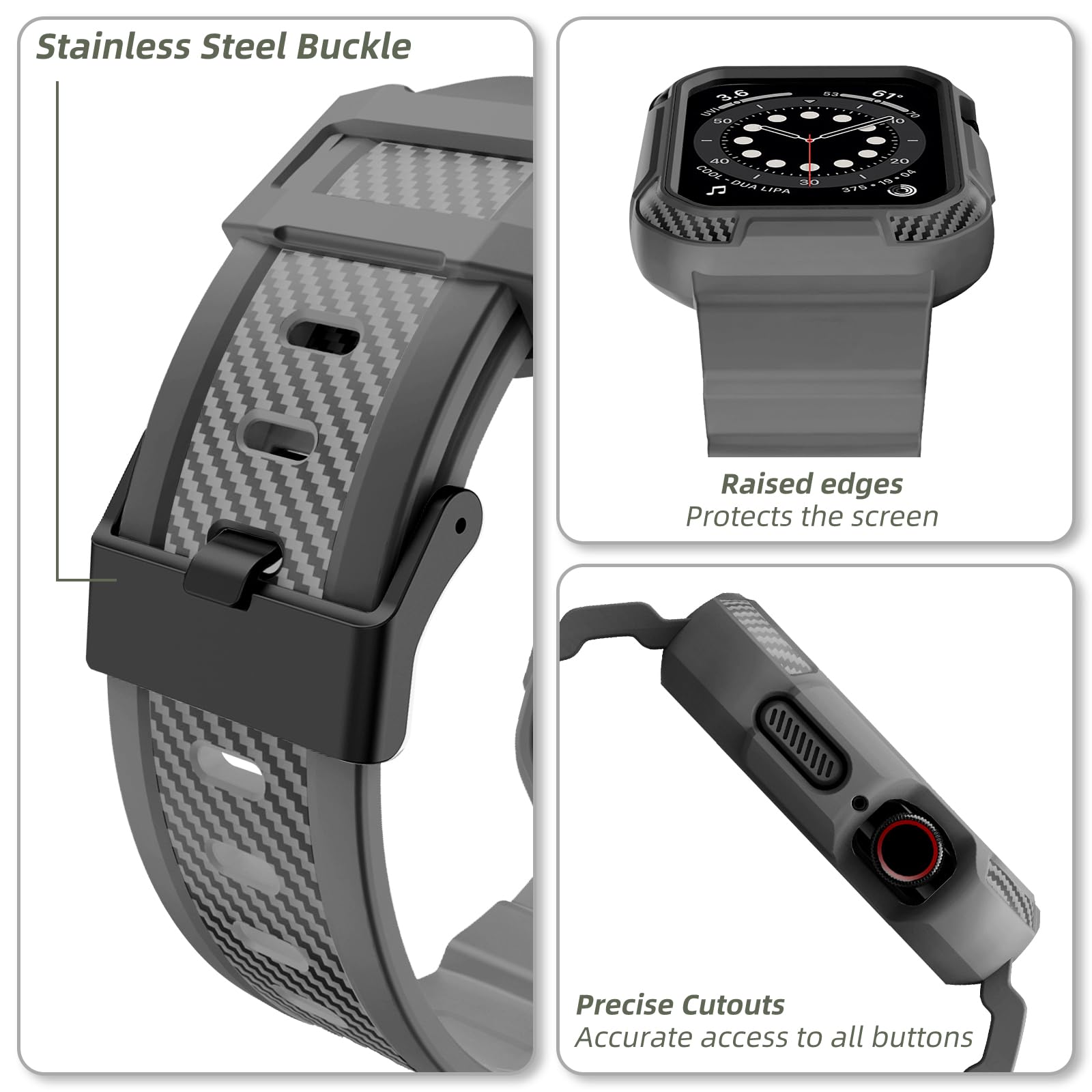 Orobay Compatible With Apple Watch Band 41Mm 40Mm 38Mm With Case, Shockproof Rugged Band Strap For Iwatch Se2 Se Series 9/8/7/6/