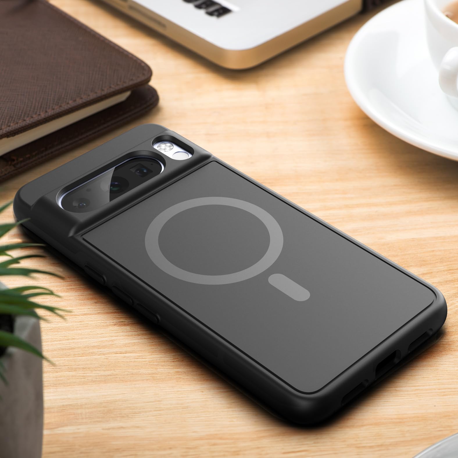 Encased Wallet Case For Google Pixel 8 Pro With Magnetic Card Holder (Compatible With Magsafe) Black