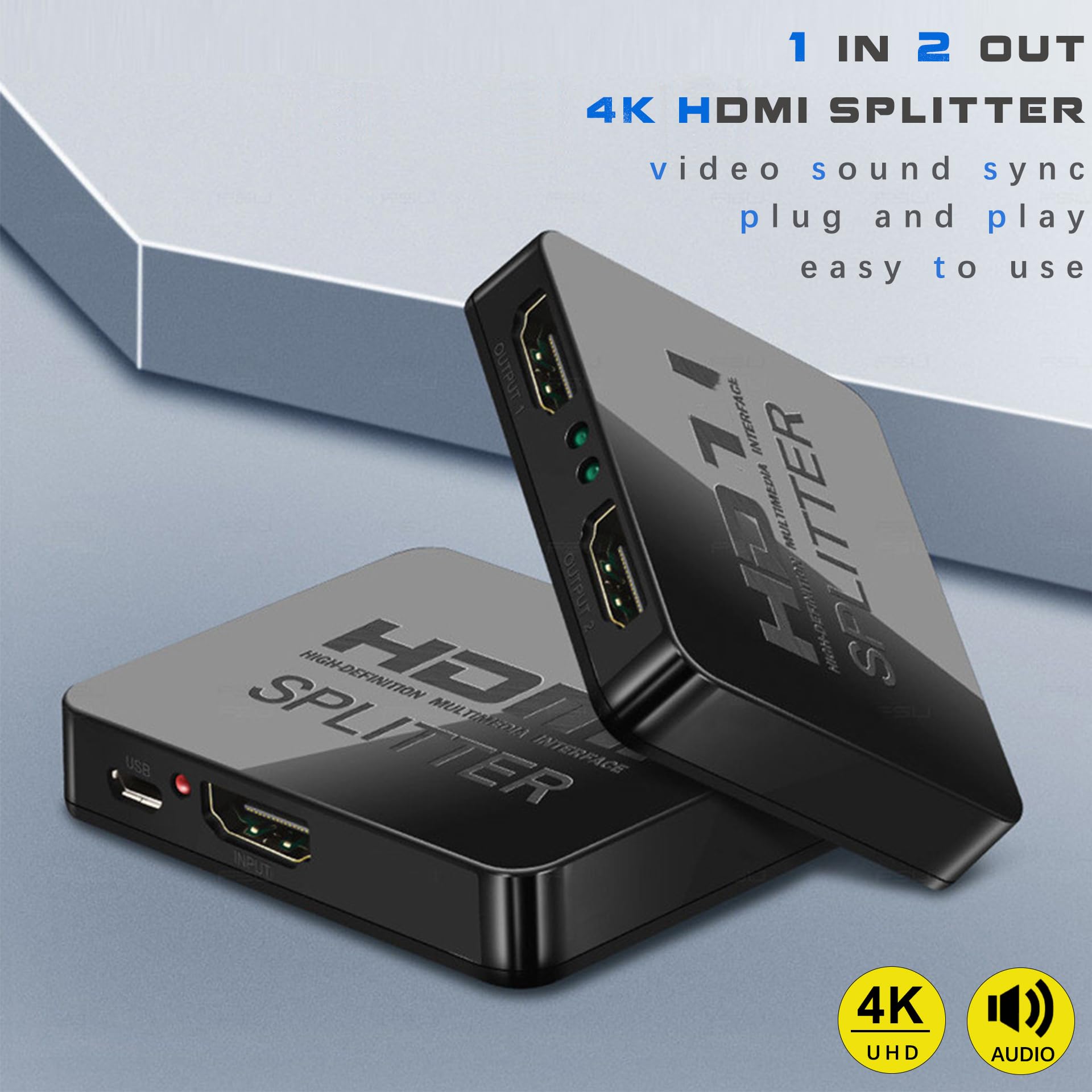 4K Hdmi Splitter 1 In 2 Out Mirror Display Not Expand, Dual Hdmi Splitter Hub To Dual Monitors Multi Scree Displays Audio Synchr