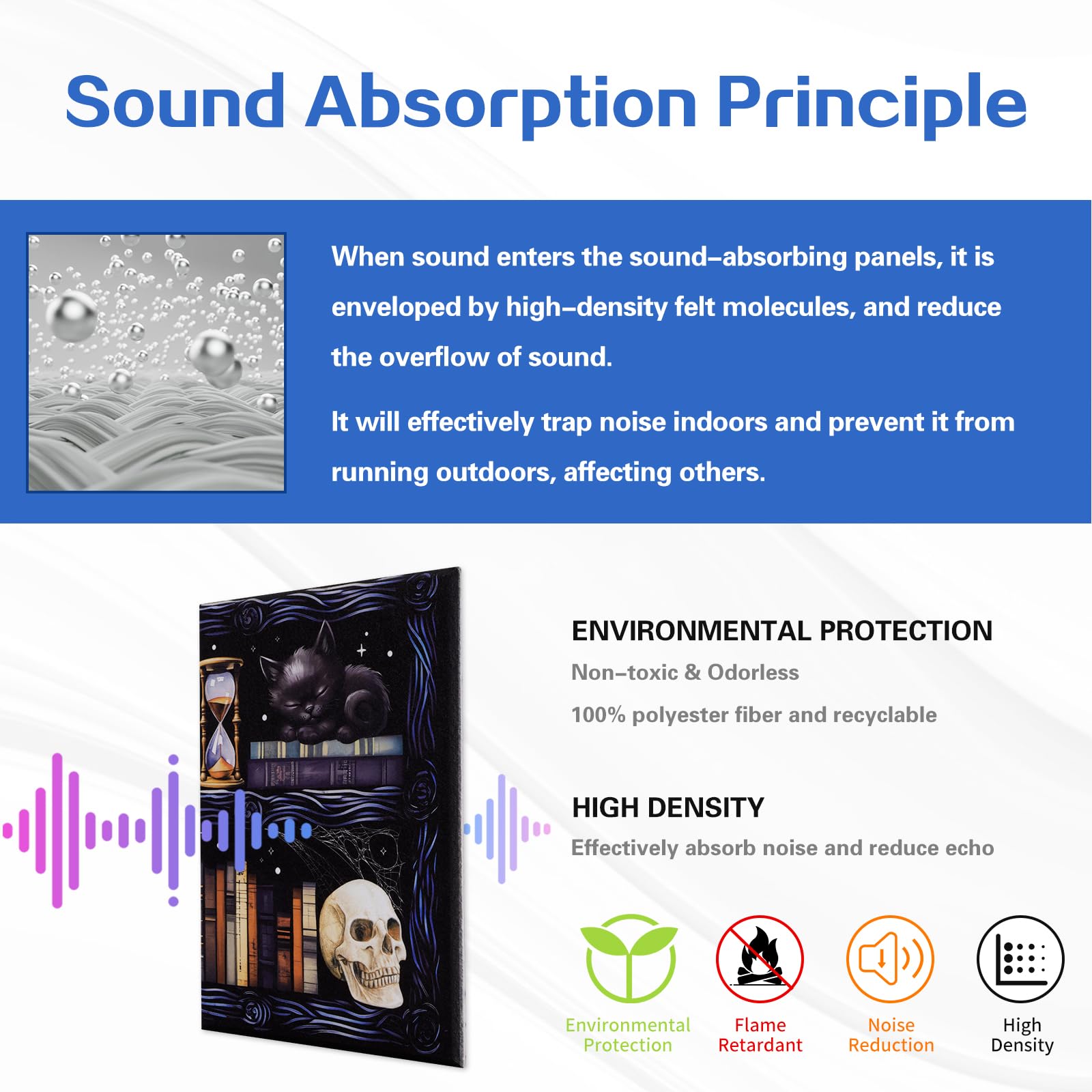 Tutmyrea 8 Pcs Art Acoustic Wall Panels, 48''X32'' High Density Sound Absorbing Panel, Self Adhesive Soundproof Wall Panels, Aco