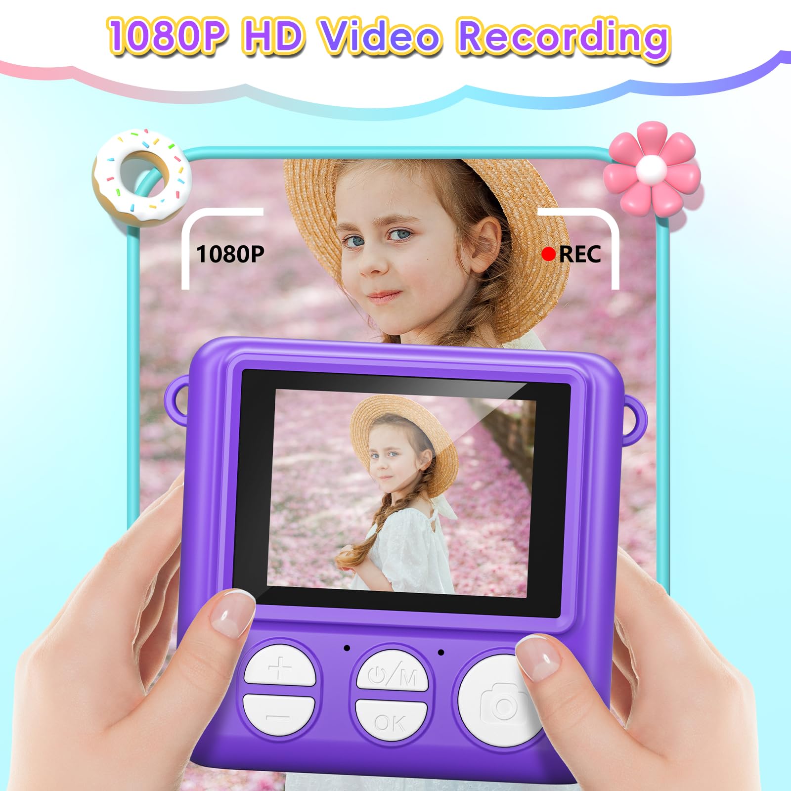 Greenkinder Kids Camera Instant Print, Christmas Birthday Gifts For Boys Girls Age 3 12, 2.4 Inch/1080P Kids Digital Cameras, Po