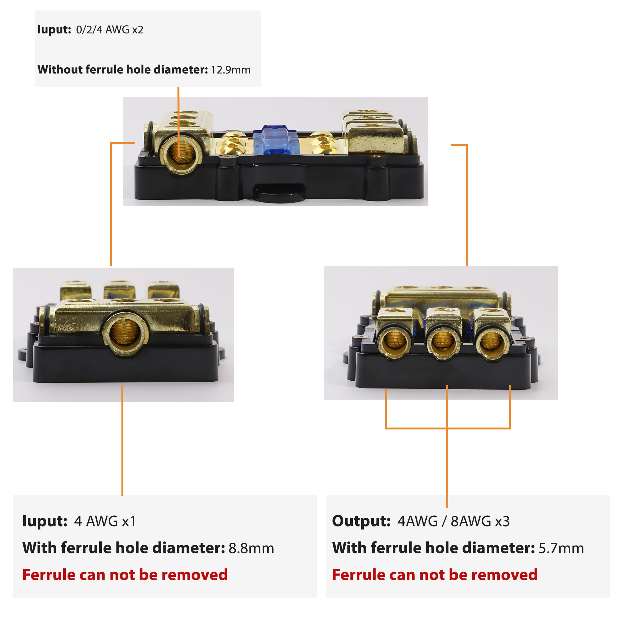 Red Wolf Car Audio Anl Fuse Holder 3 Way 60 Amp Fusible Distribution Block For Boat Trolling Motor Marine Atv Trailer Vehicles S