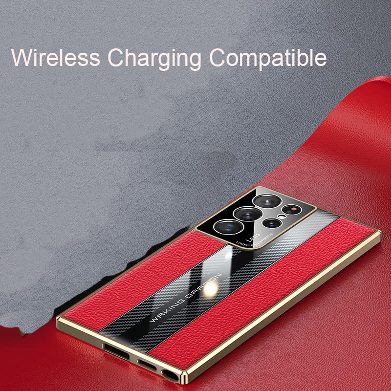 Samsung Galaxy S23 Ultra Case Slim Tpu Carbon Fiber & Leather Silicone Cover Para Compatible With S23Ultra 6.8 Inch 5G 2023 Came