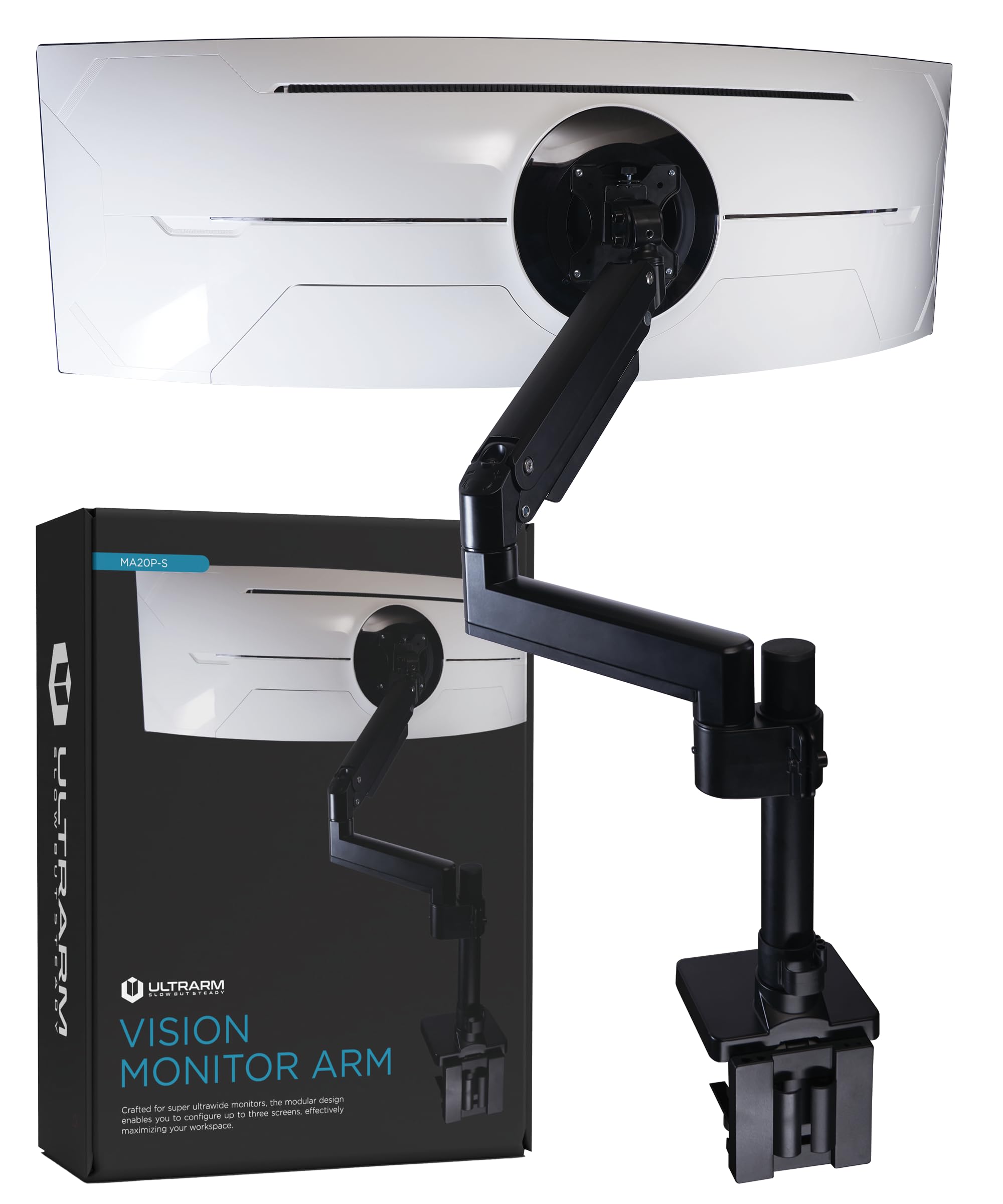 Ultrarm Heavy Duty Monitor Arm For Ultrawide Monitors Up To 57'' And 44 Lbs, Single Desk Stand, Pneumatic Height Adjustable, Mod