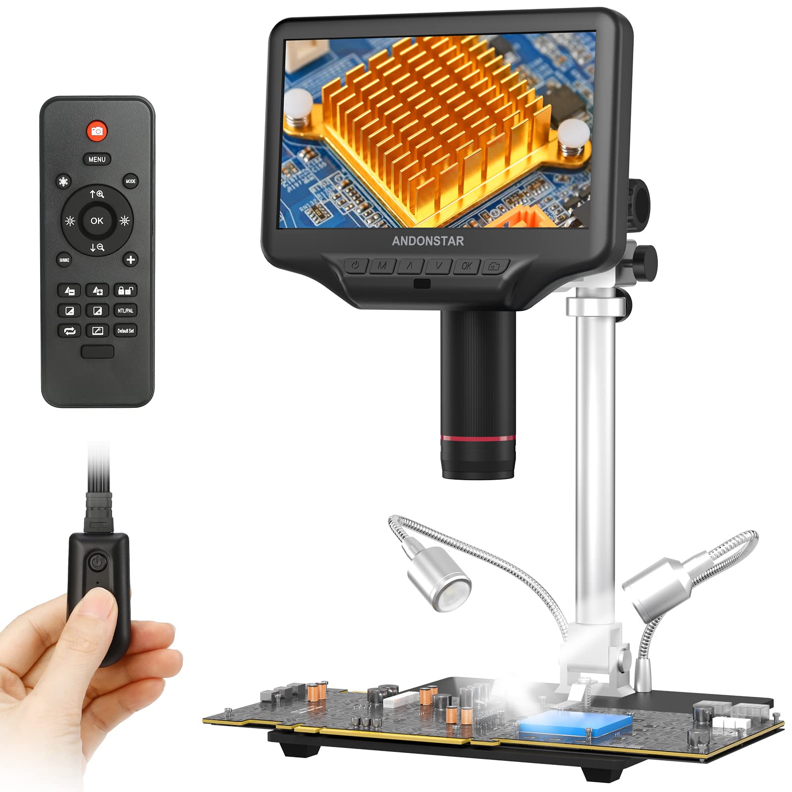 Andonstar Ad407 Pro 3D Hdmi Soldering Digital Microscope With Pro Metal Stand 4Mp Uhd And 7 Inch Adjustable Lcd Screen Usb Video